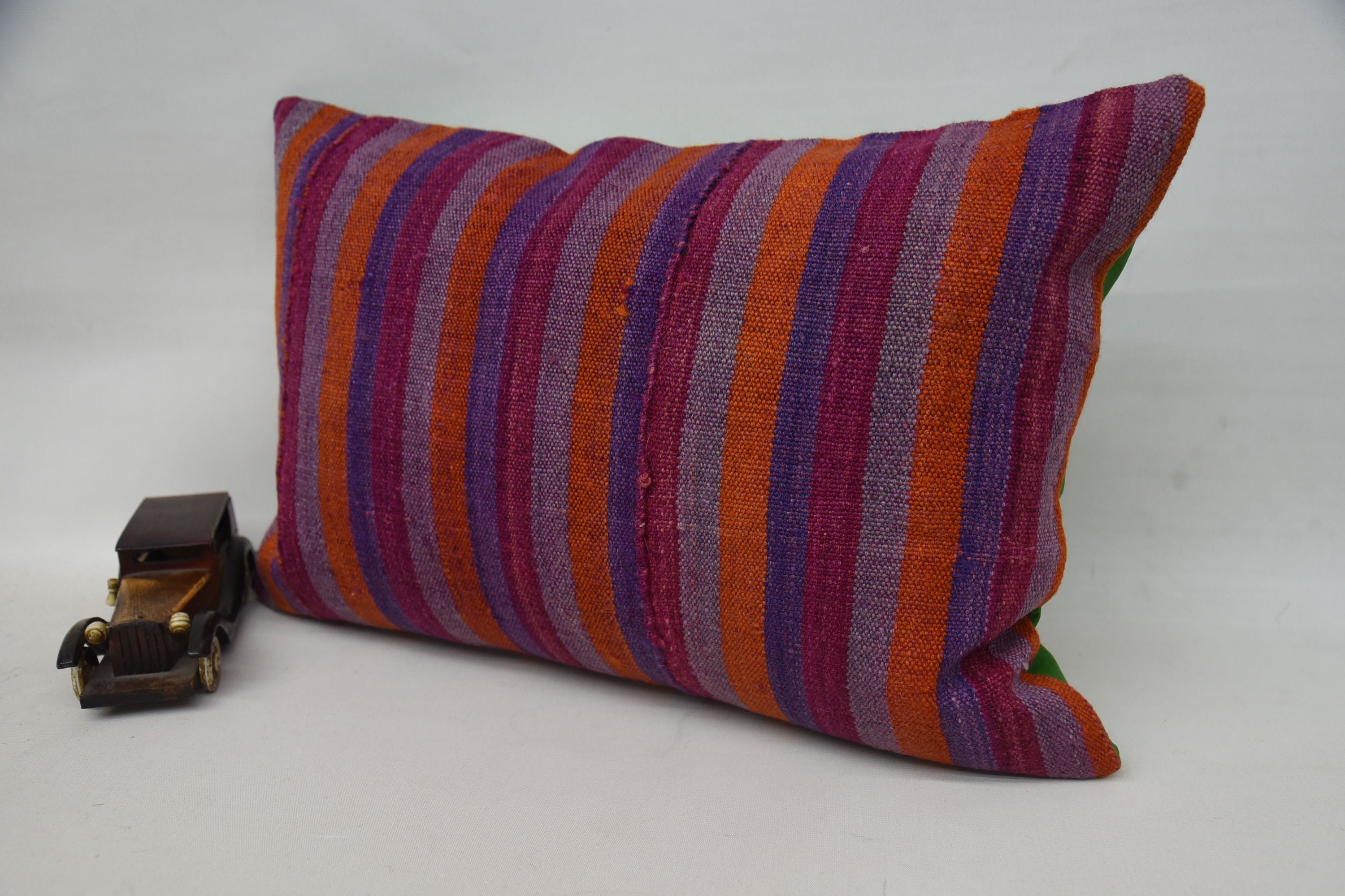 Vintage Kilim Throw Pillow, Turkish Kilim Pillow, Wool Kilim Pillow Pillow Sham, 16"x24" Pink Pillow Cover, Kilim Pillow