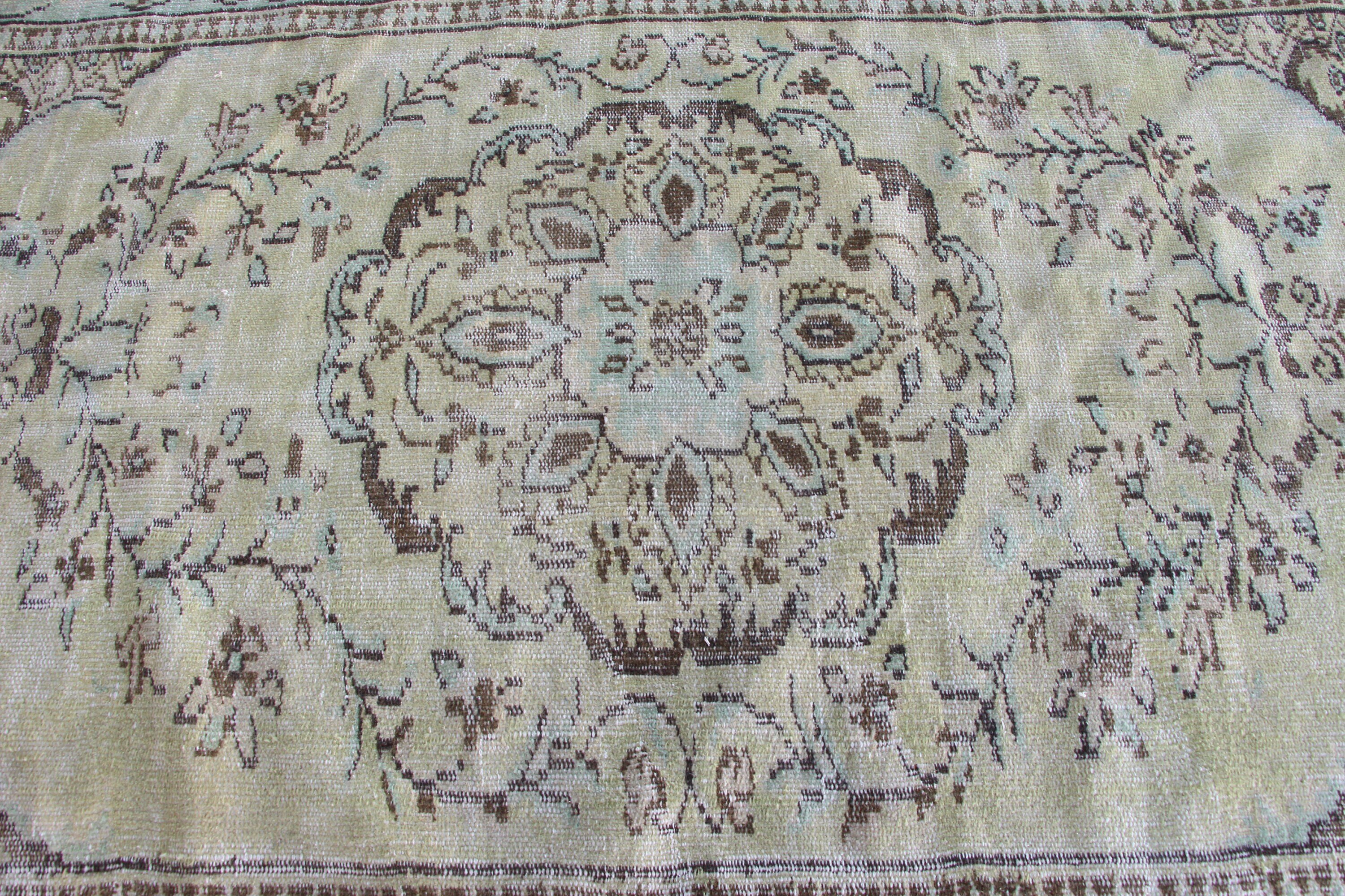 Vintage Halılar, Düz Dokuma Halılar, Yatak Odası Halıları, Türk Halısı, 4,9x8,3 ft Büyük Halılar, Oturma Odası Halısı, Yün Halı, Yeşil Oushak Halı