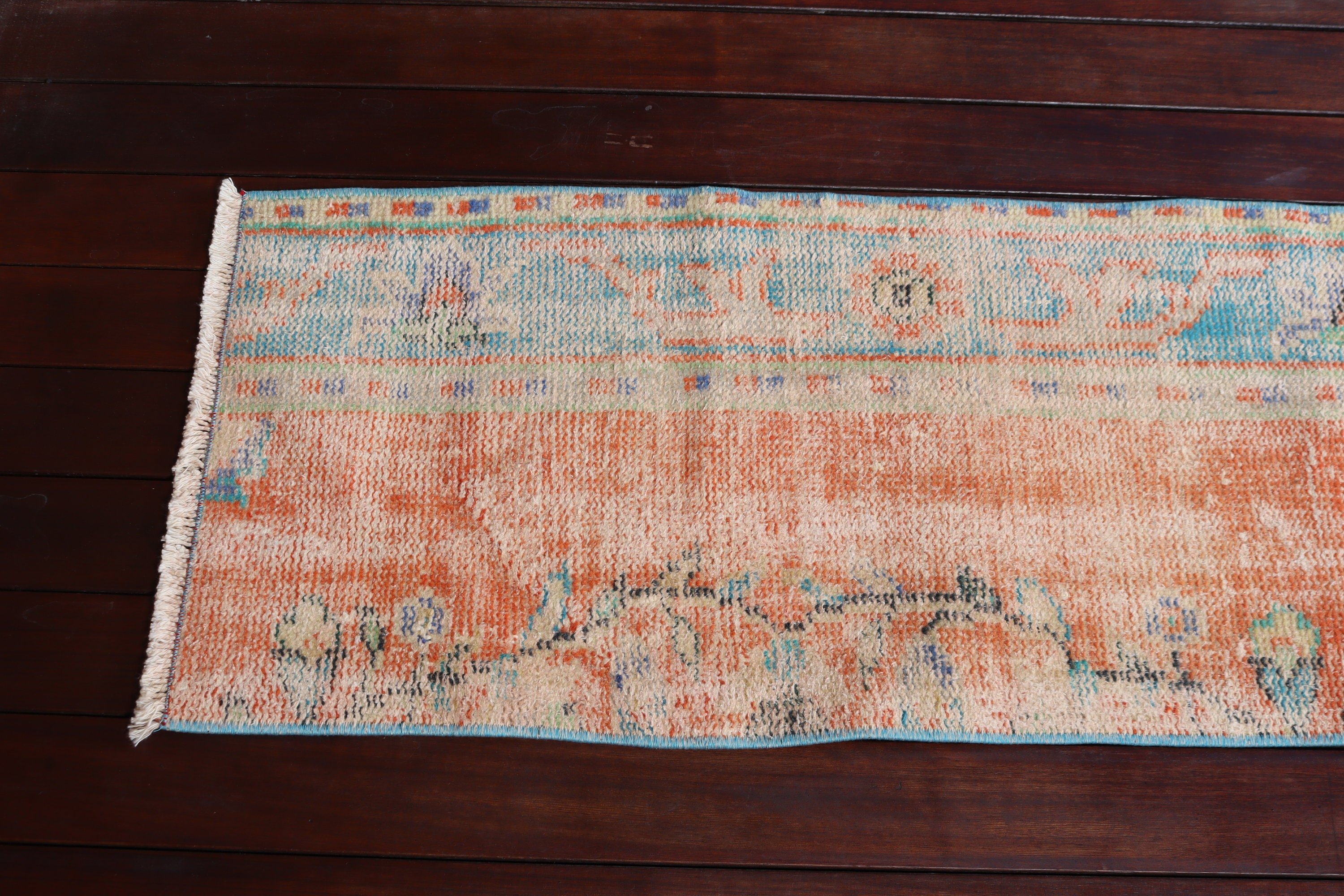 Turkish Rug, Orange Modern Rugs, Long Runner Rugs, Vintage Rugs, 1.5x6.2 ft Runner Rugs, Vintage Runner Rug, Oriental Rugs