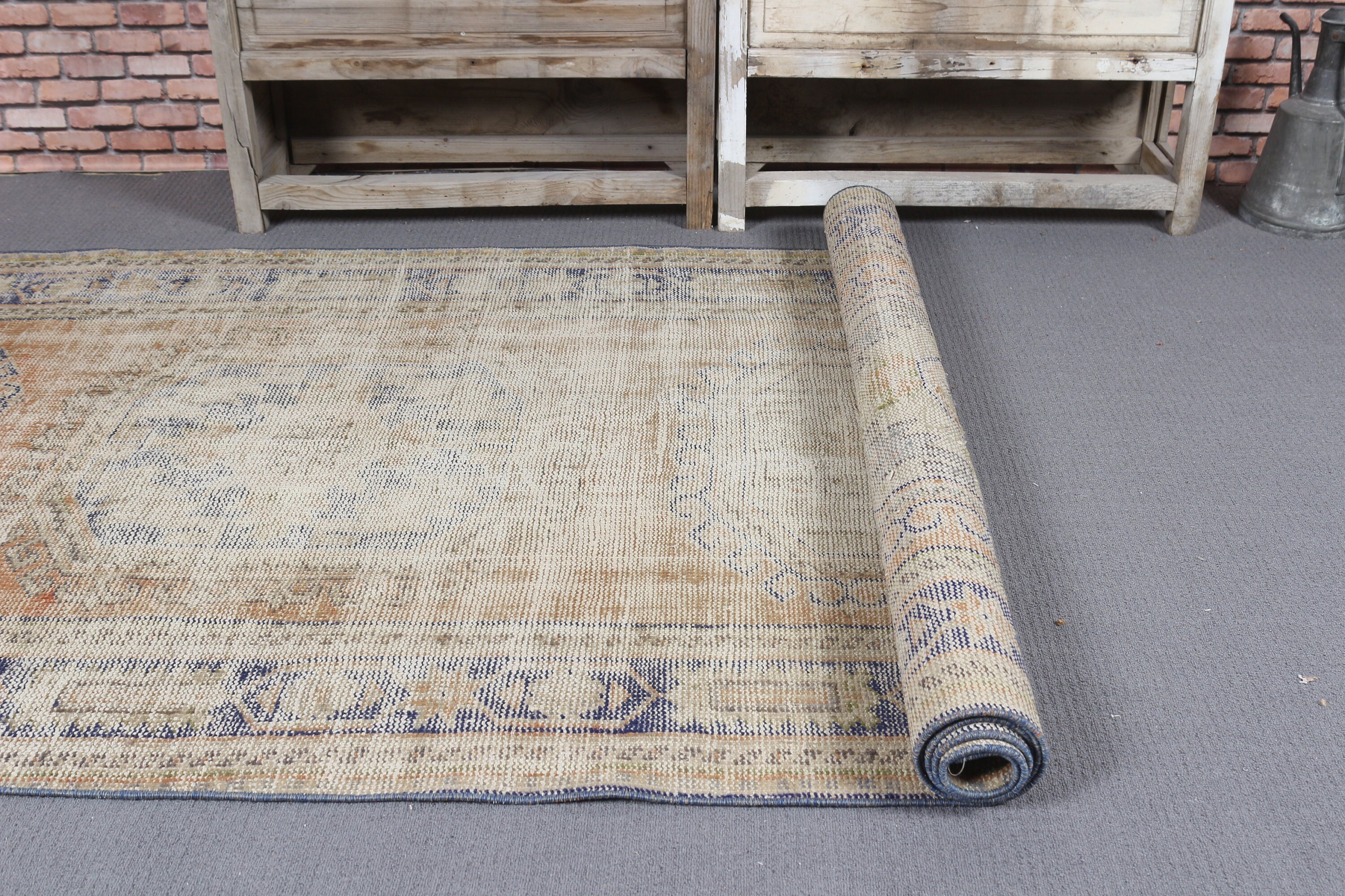 4.1x11.5 ft Runner Rug, Hallway Rug, Rugs for Kitchen, Corridor Rug, Beige Bedroom Rug, Wool Rug, Vintage Rugs, Oriental Rug, Turkish Rug