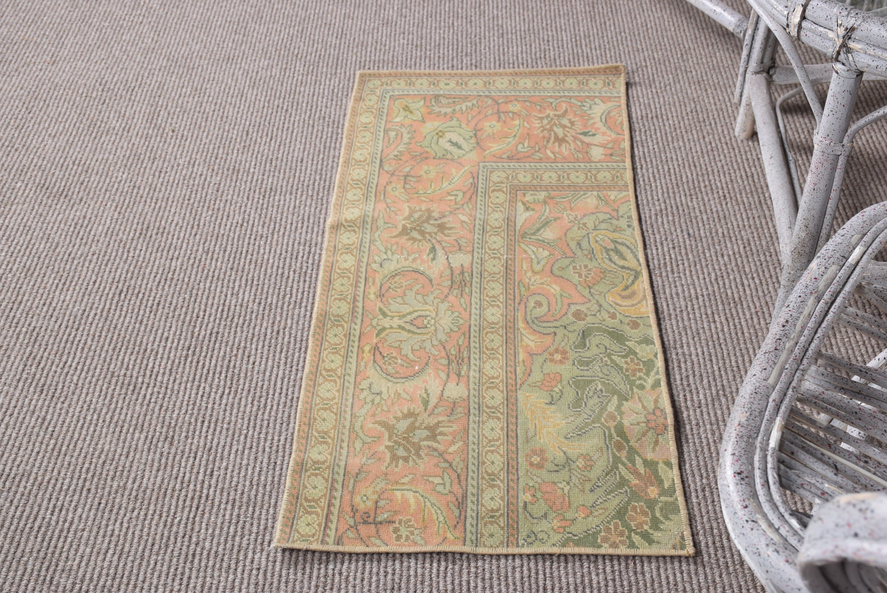 Home Decor Rugs, Pink Home Decor Rugs, Bath Rug, Office Rug, Vintage Rug, 1.5x3.2 ft Small Rug, Antique Rugs, Turkish Rug, Bathroom Rug