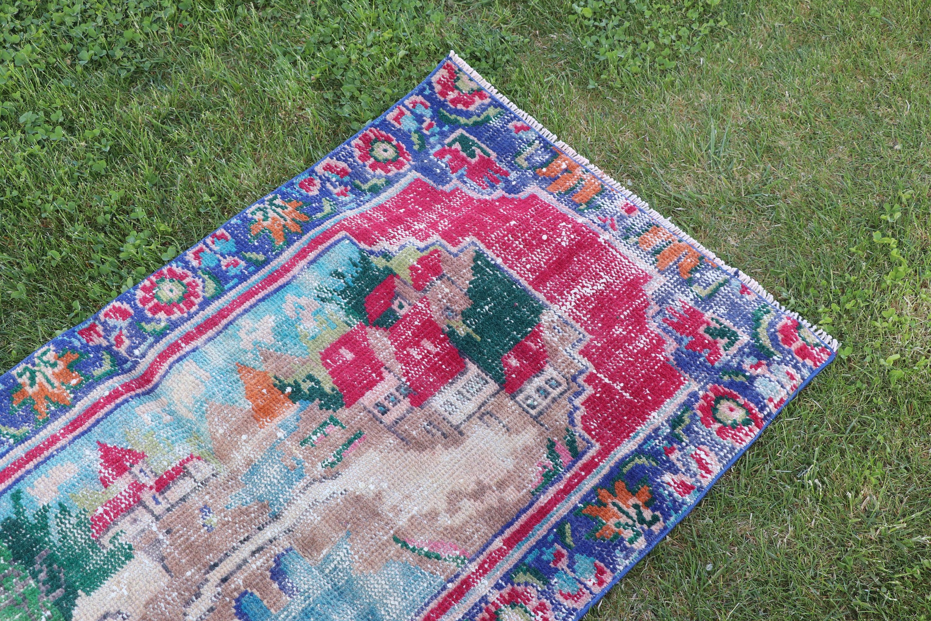 2.4x4.2 ft Küçük Halılar, Vintage Halı, Fas Halıları, Yatak Odası Halıları, Türk Halıları, Mutfak Halısı, Küçük Boho Halısı, Kırmızı Lüks Halı, Banyo Halısı