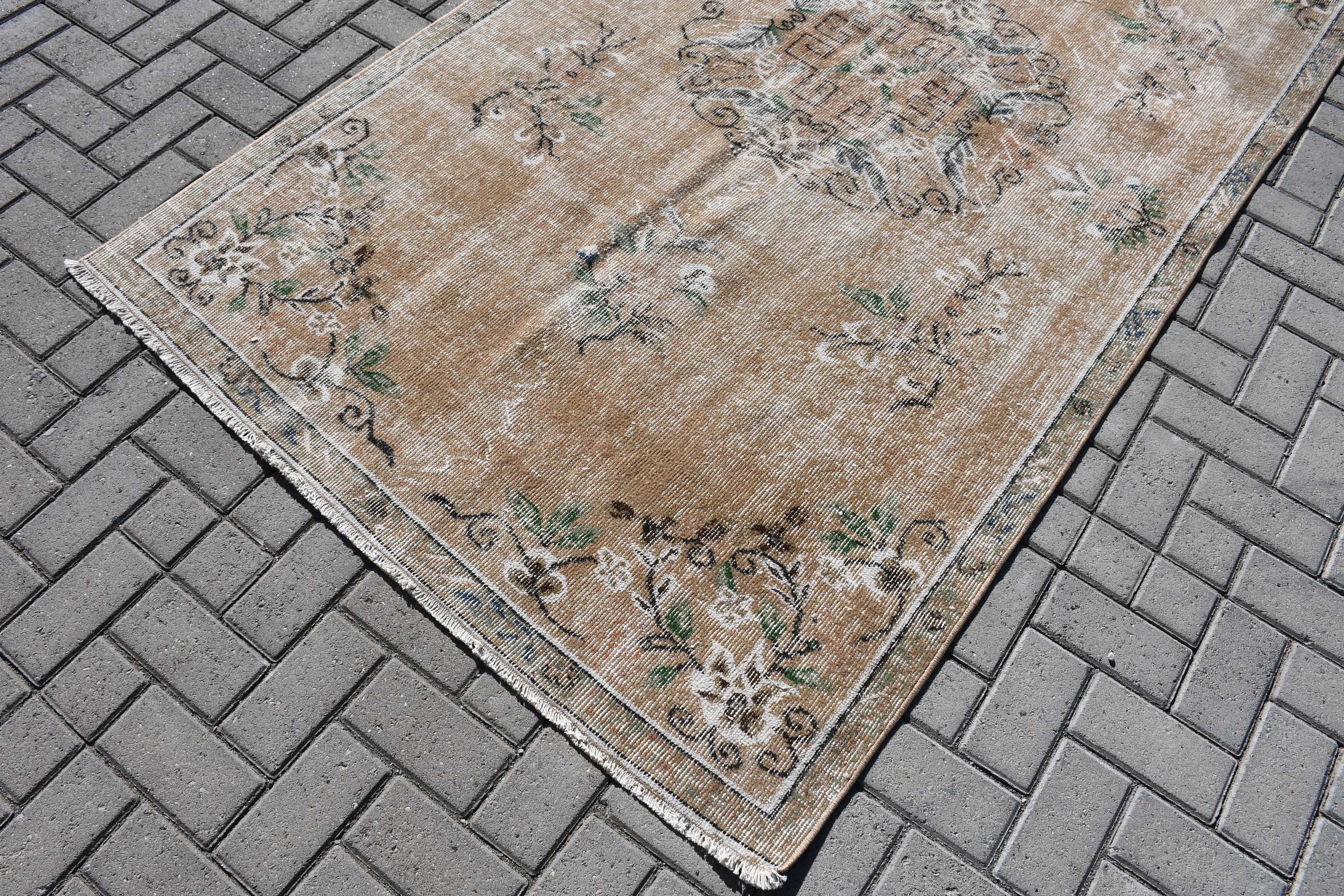 Vintage Rug, 4.4x8.2 ft Area Rugs, Floor Rug, Oushak Rug, Indoor Rugs, Handwoven Rug, Turkish Rug, Beige Kitchen Rug, Dining Room Rug