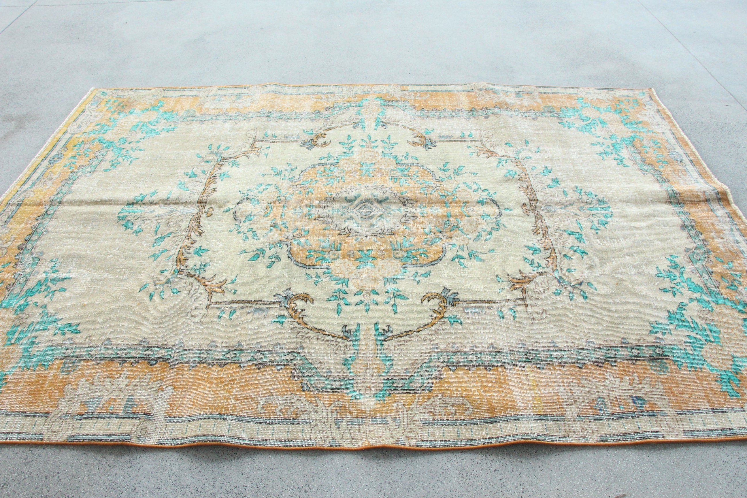 Bedroom Rug, 5.9x8.7 ft Large Rugs, Turkish Rug, Oriental Rugs, Geometric Rugs, Living Room Rugs, Beige Handwoven Rug, Vintage Rug