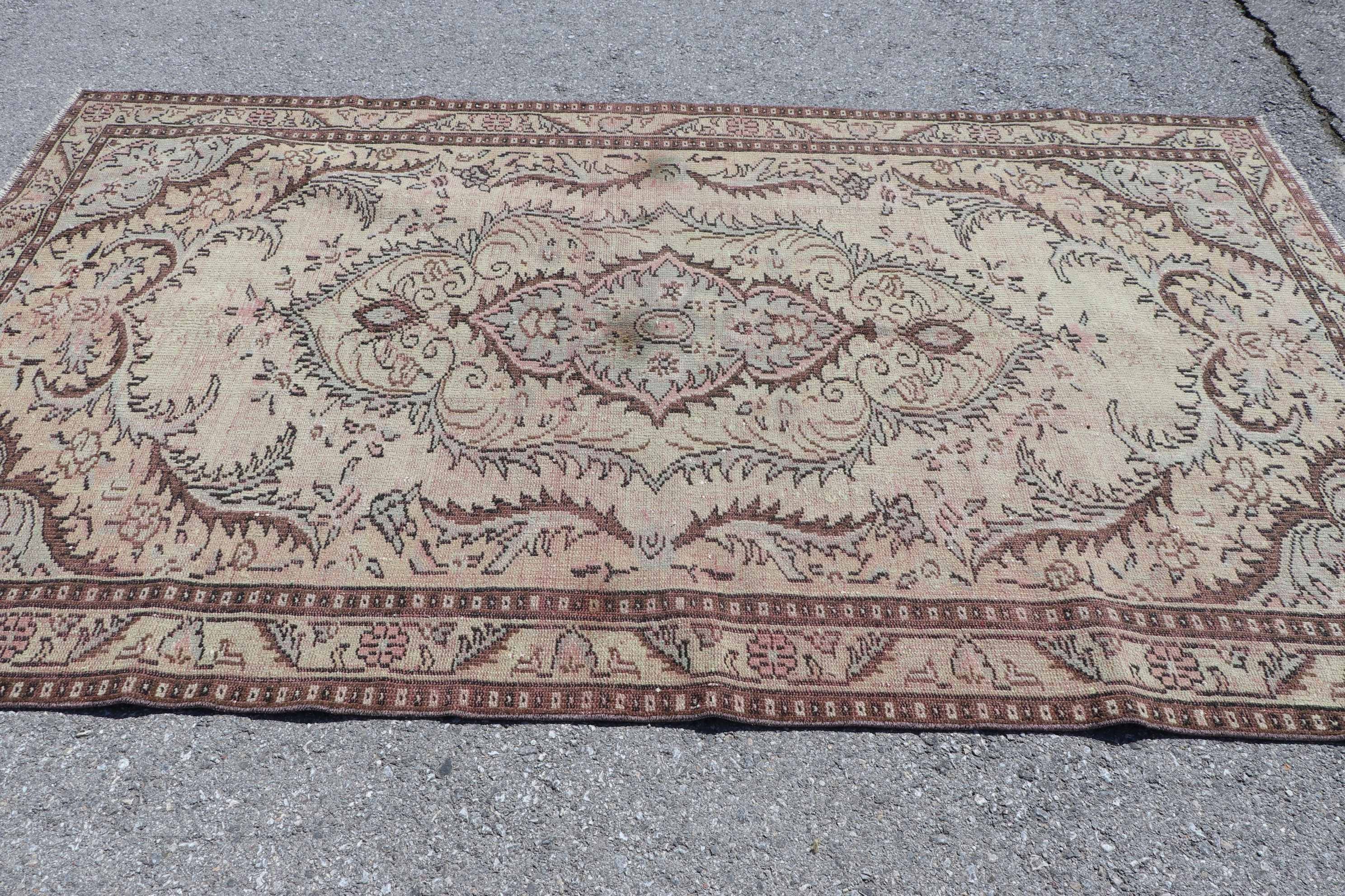 Brown Kitchen Rugs, Turkish Rug, Living Room Rug, Bedroom Rug, Distressed Rug, 5.4x9.1 ft Large Rugs, Wool Rug, Oriental Rugs, Vintage Rug