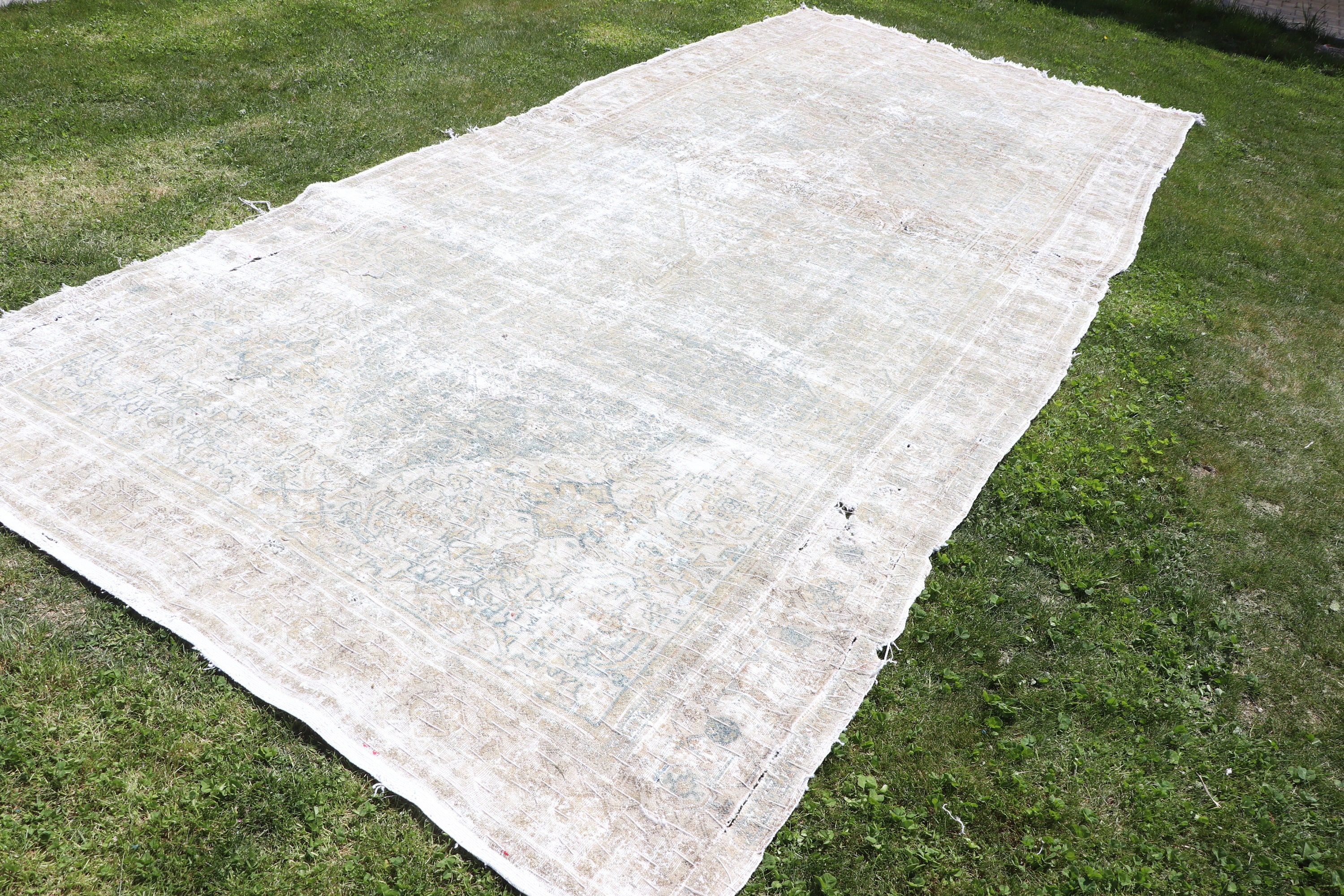 Neutral Rugs, Vintage Rugs, Living Room Rug, 6.6x15.5 ft Oversize Rug, Oushak Rug, Turkish Rug, Oversize Vintage Rug, Bronze Antique Rug