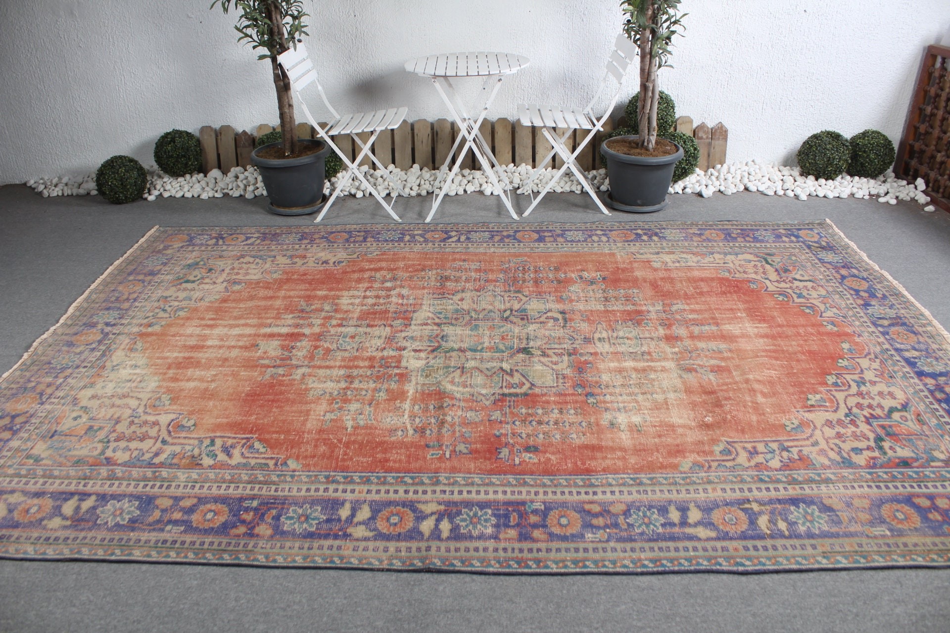 Kırmızı Anadolu Halıları, Havalı Halılar, Oryantal Halı, Vintage Halı, Salon Halısı, Oturma Odası Halısı, 7.3x10.9 ft Büyük Boy Halı, Türk Halısı, Otantik Halı