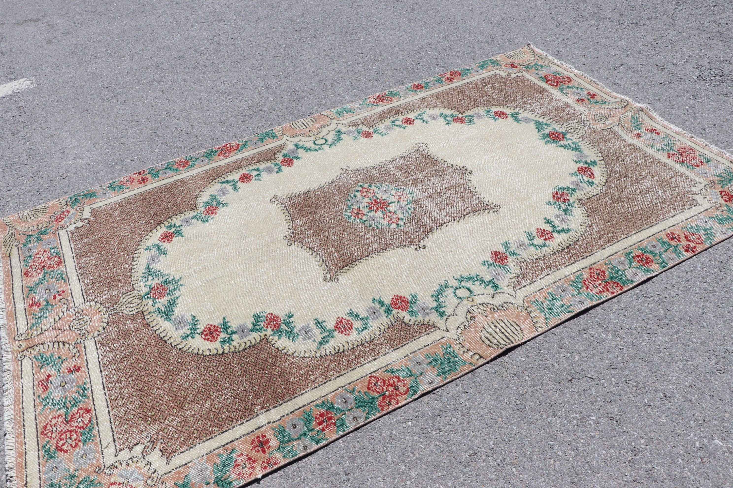 Dining Room Rug, 4.6x7.9 ft Area Rug, Indoor Rug, Brown Wool Rugs, Pastel Rug, Turkish Rug, Home Decor Rug, Vintage Rug, Anatolian Rugs