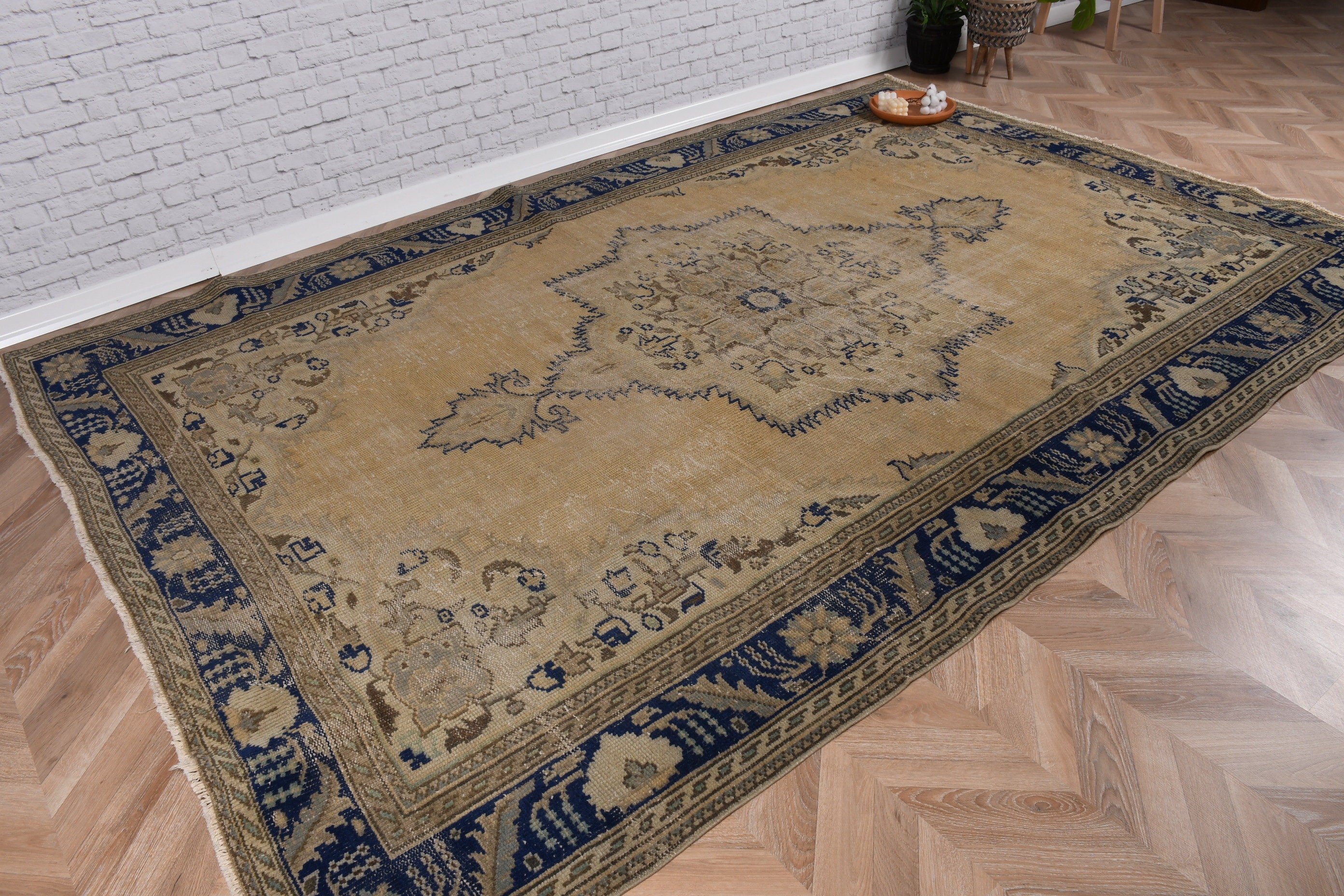 Oversize Turkish Rug, 6.8x10.3 ft Oversize Rugs, Vintage Rugs, Oriental Rugs, Oushak Rug, Living Room Rugs, Green Bedroom Rug, Turkish Rugs