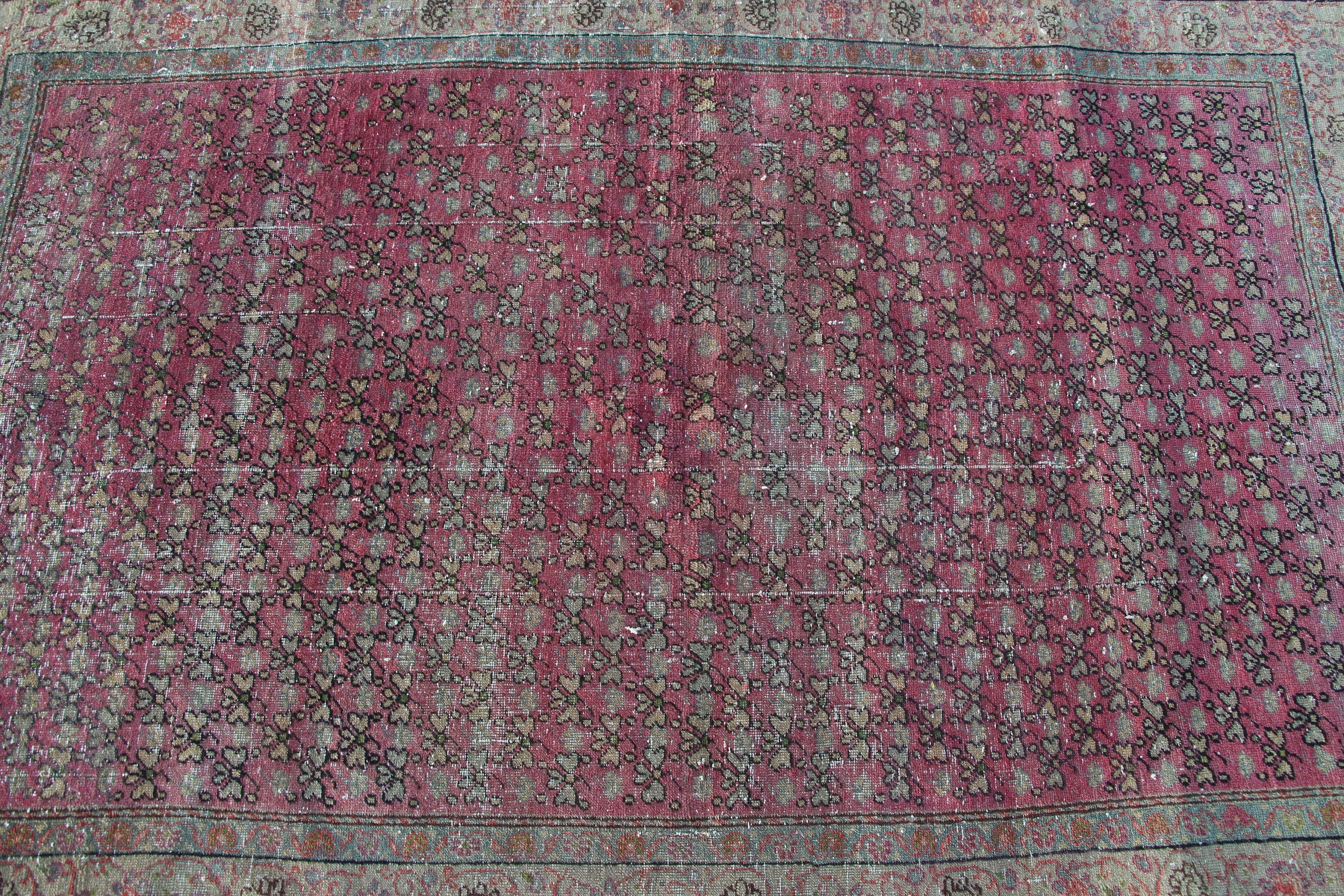 Pembe Anadolu Halısı, Vintage Halı, Çocuk Halısı, 3.9x5.9 ft Accent Halısı, Oushak Halısı, Giriş Halısı, Türk Halısı, Yatak Odası Halısı, Giriş Halıları