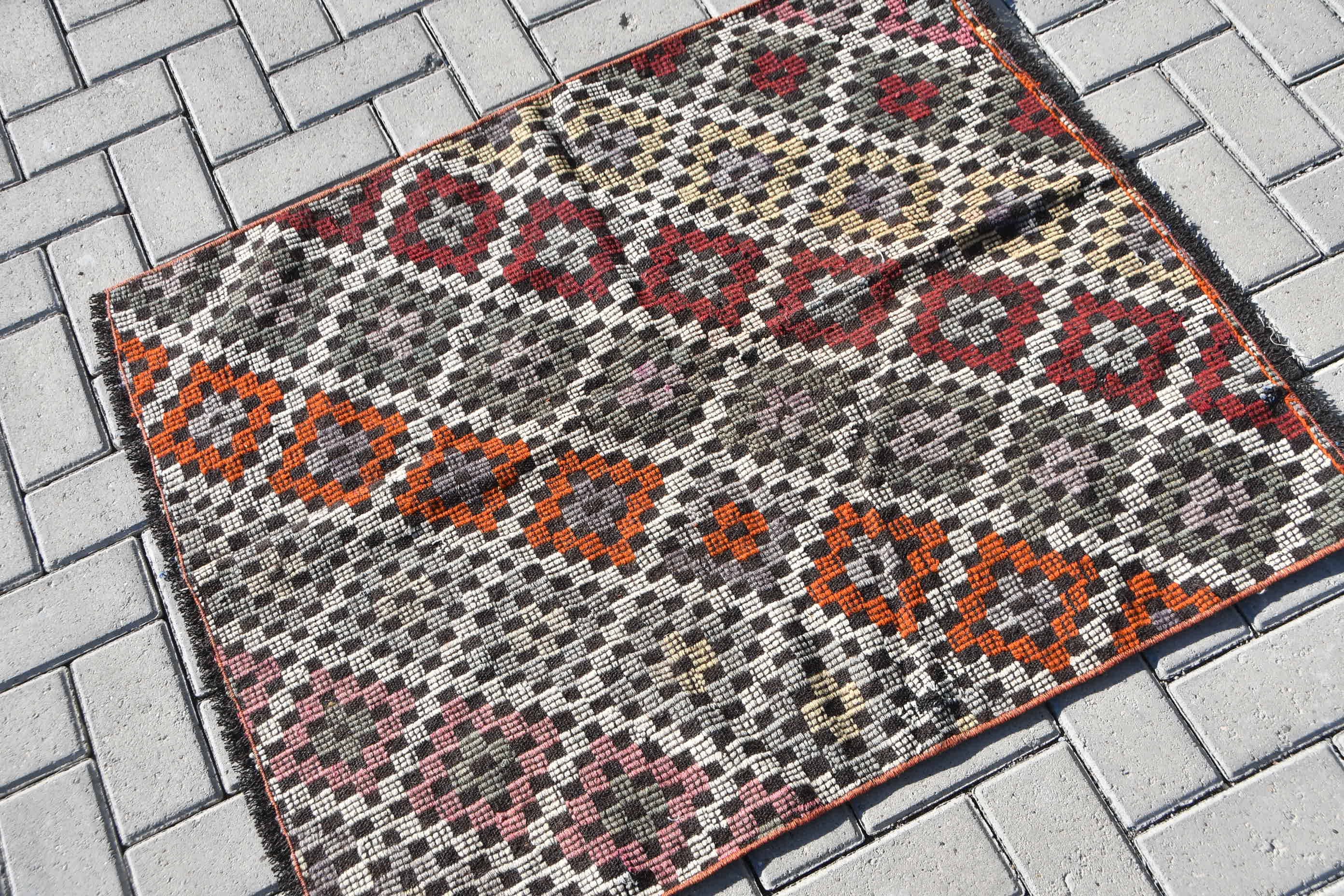 Vintage Halı, Kilim, 2.9x3.4 ft Küçük Halı, Türk Halıları, Antika Halı, Yün Halı, Duvara Asılı Halı, Soluk Halılar, Bej Oryantal Halılar, Banyo Halıları