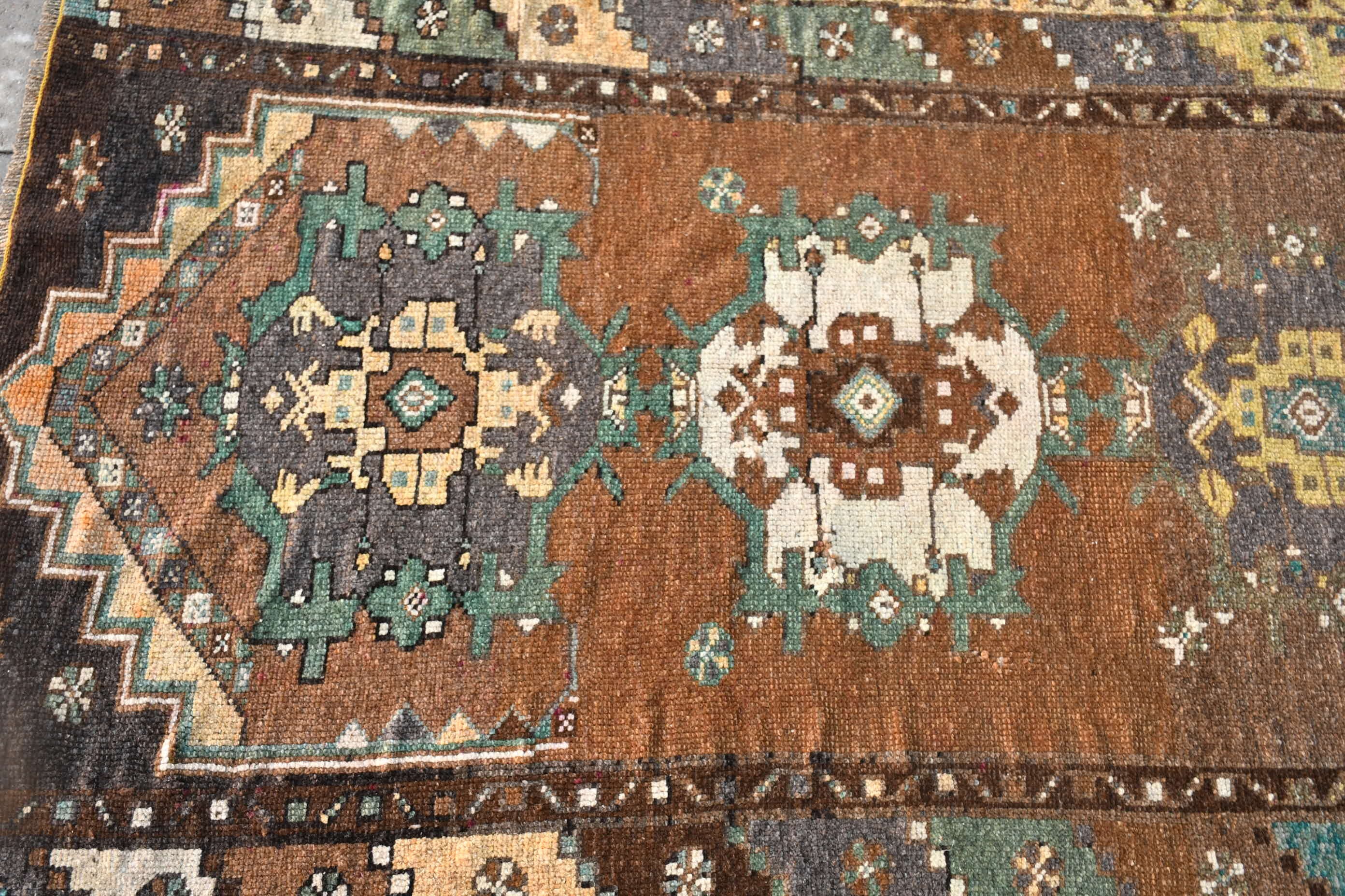 Kitchen Rug, Vintage Rug, Turkish Rug, 3.7x4.5 ft Accent Rug, Bedroom Rugs, Entry Rugs, Rugs for Kitchen, Oushak Rug, Brown Oriental Rug