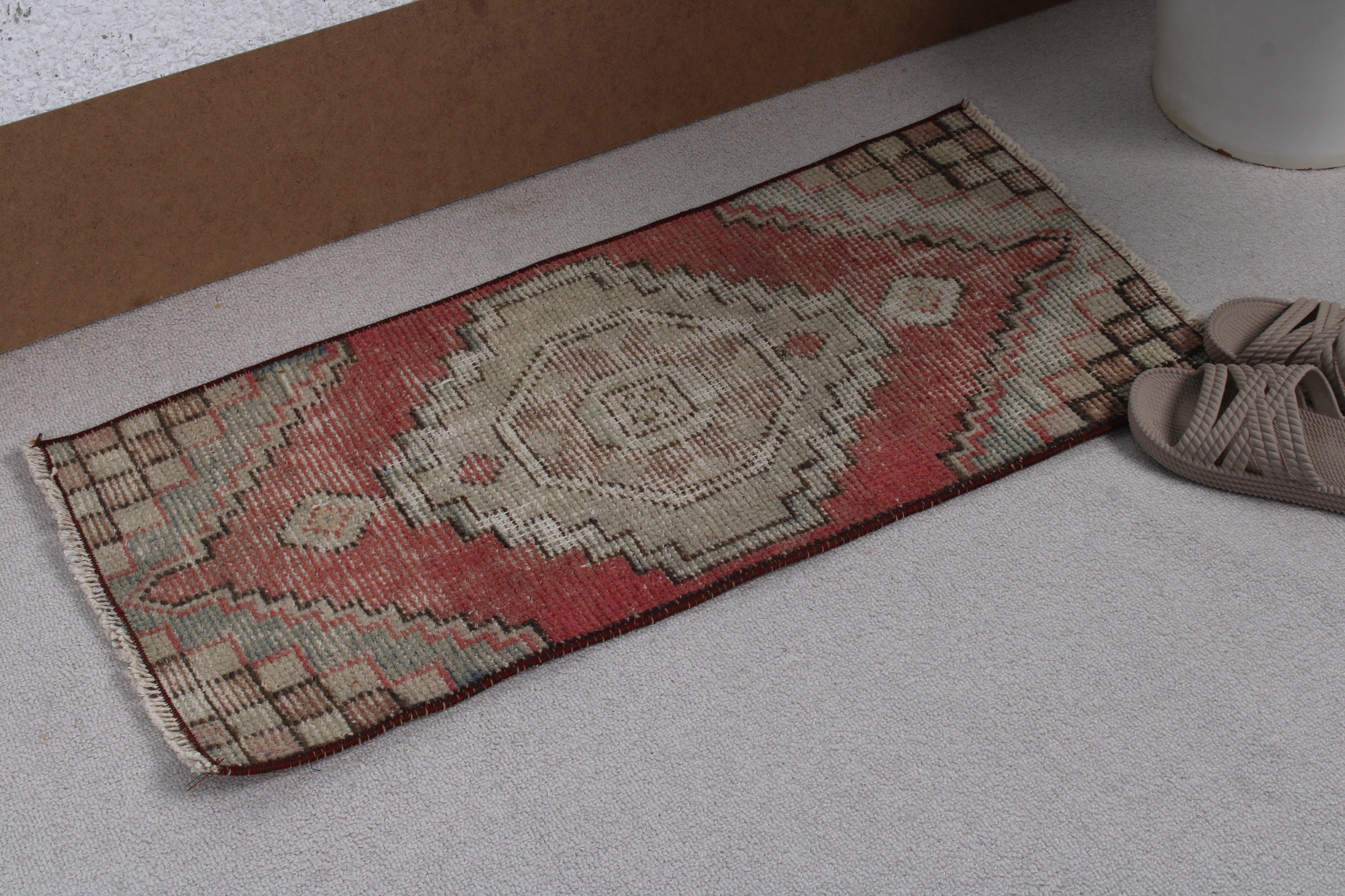 Vintage Rugs, Home Decor Rug, Anatolian Rug, 1.2x2.8 ft Small Rug, Beige Wool Rug, Entry Rugs, Kitchen Rug, Rugs for Entry, Turkish Rug