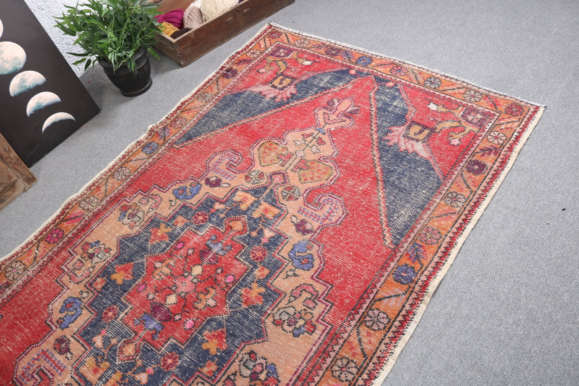 Red Statement Rugs, Turkish Rugs, Vintage Rug, Bedroom Rugs, 4.3x8.4 ft Area Rugs, Cool Rug, Rugs for Floor, Luxury Rug, Floor Rug