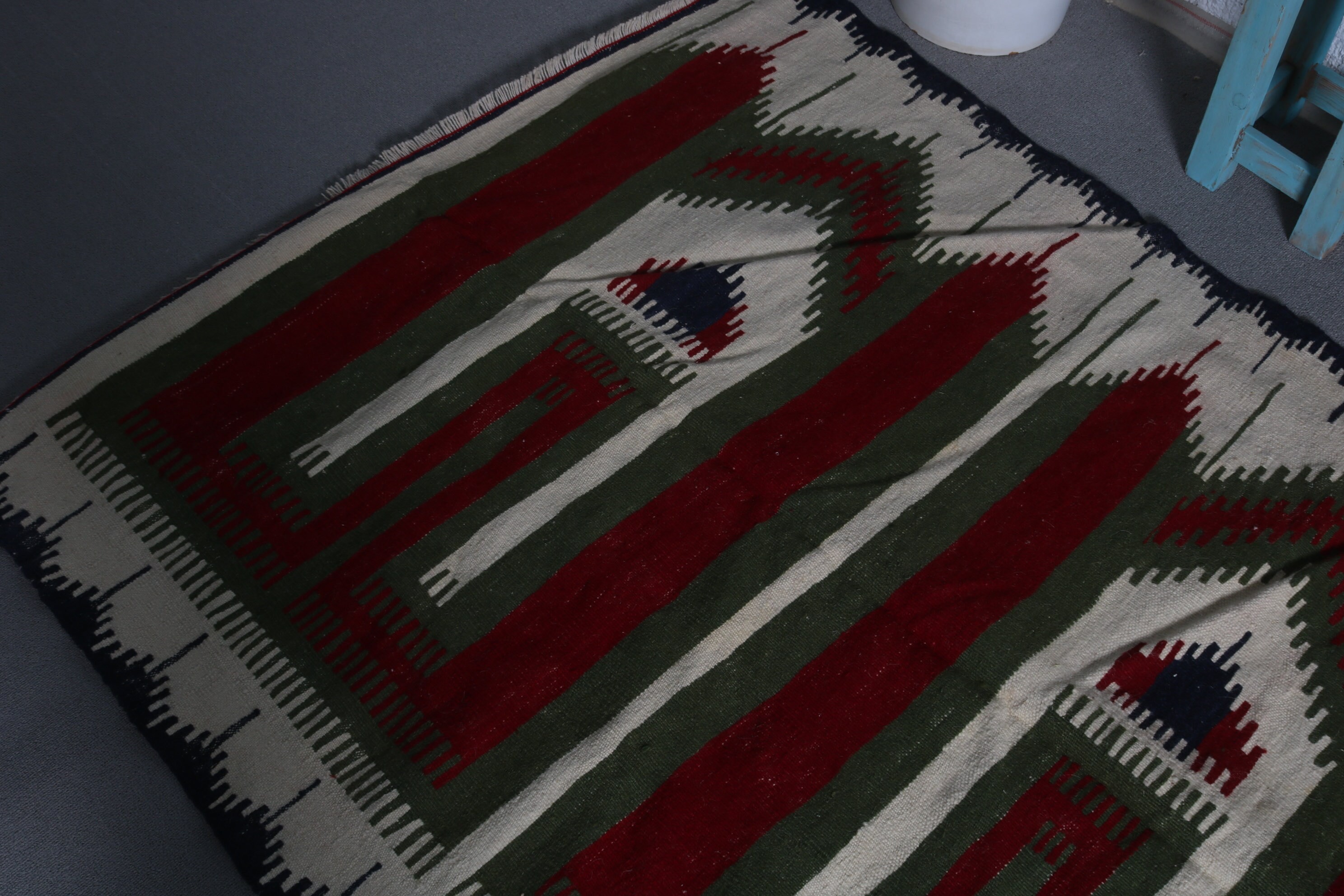 Red Wool Rug, Turkish Rugs, Indoor Rug, Kitchen Rug, Rugs for Floor, Kilim, 4x7.1 ft Area Rug, Anatolian Rug, Vintage Rug