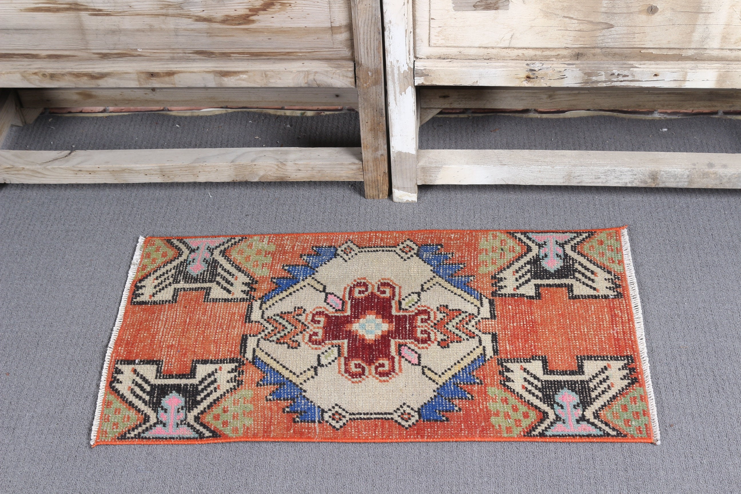 Rugs for Wall Hanging, 1.4x2.7 ft Small Rug, Kitchen Rug, Home Decor Rugs, Turkish Rug, Entry Rugs, Vintage Rugs, Orange Bedroom Rug