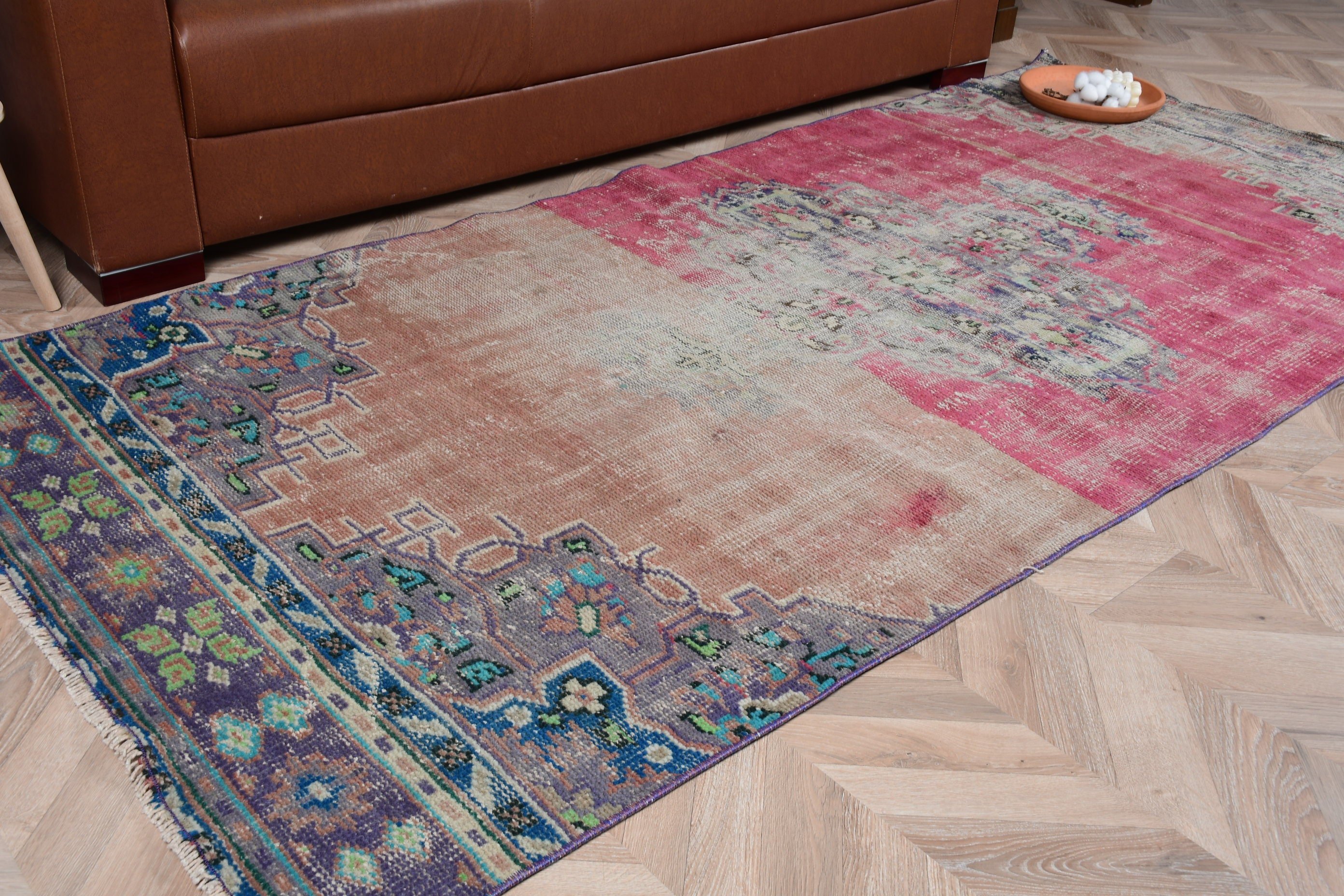Floor Rug, Red Bedroom Rug, Turkish Rug, Oriental Rug, Rugs for Living Room, 3.7x8.5 ft Area Rug, Vintage Rugs, Aesthetic Rug, Oushak Rug