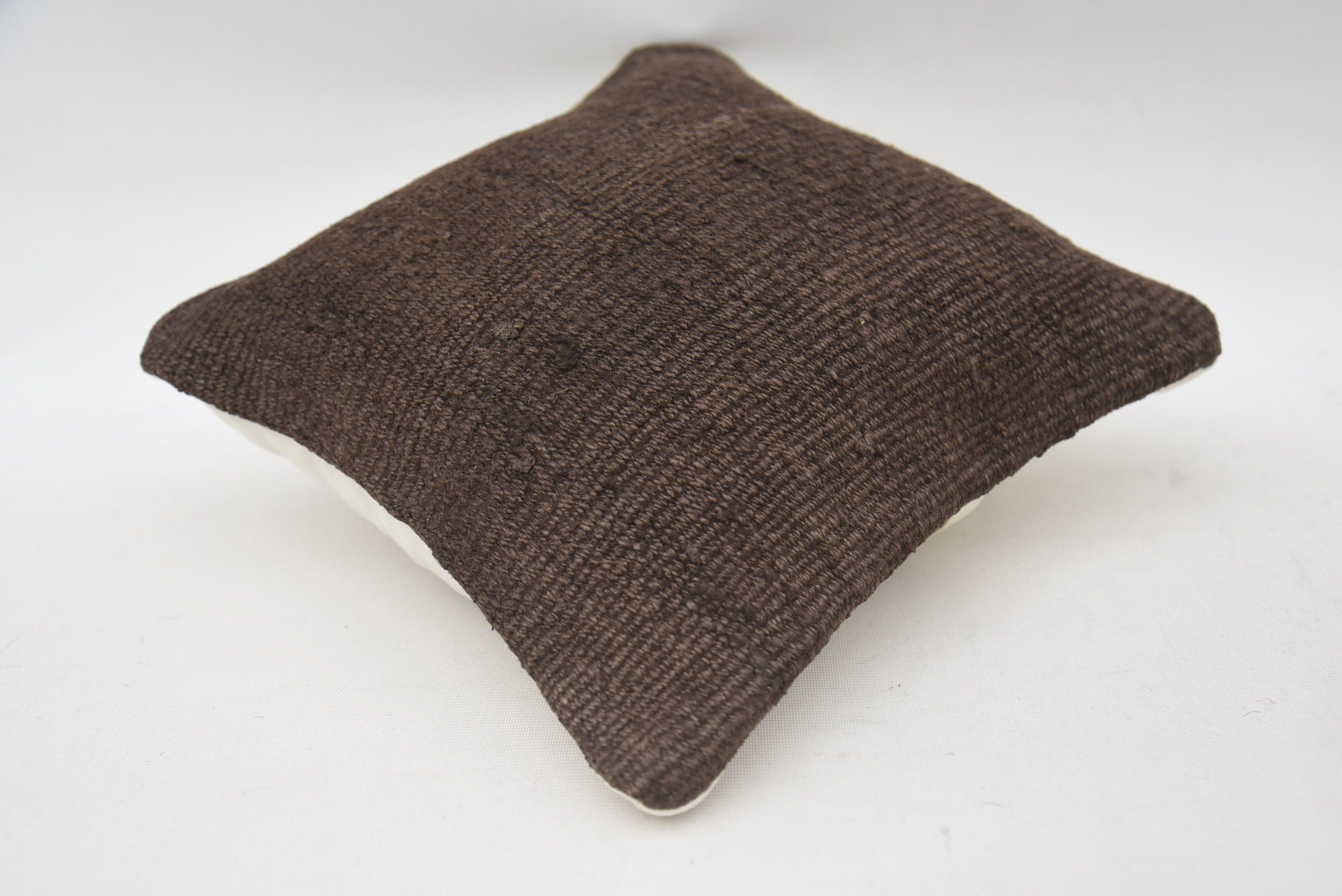 12"x12" Brown Pillow, Wool Kilim Pillow Pillow Case, Vintage Kilim Throw Pillow, Ethnical Kilim Rug Pillow, Pillow for Sofa