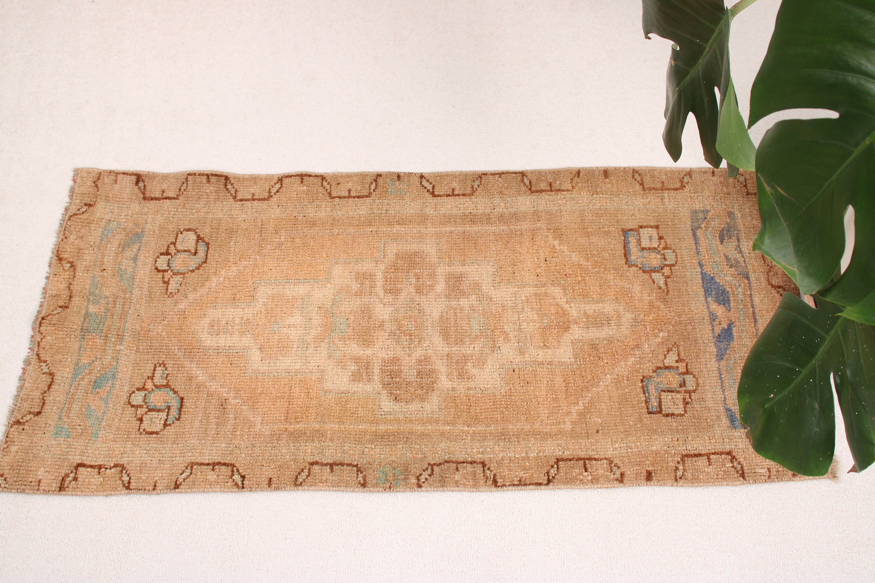 Orange Antique Rug, Antique Rugs, Turkish Rugs, Kitchen Rug, Bathroom Rug, Rugs for Car Mat, Vintage Rug, 1.6x3.5 ft Small Rug, Floor Rug