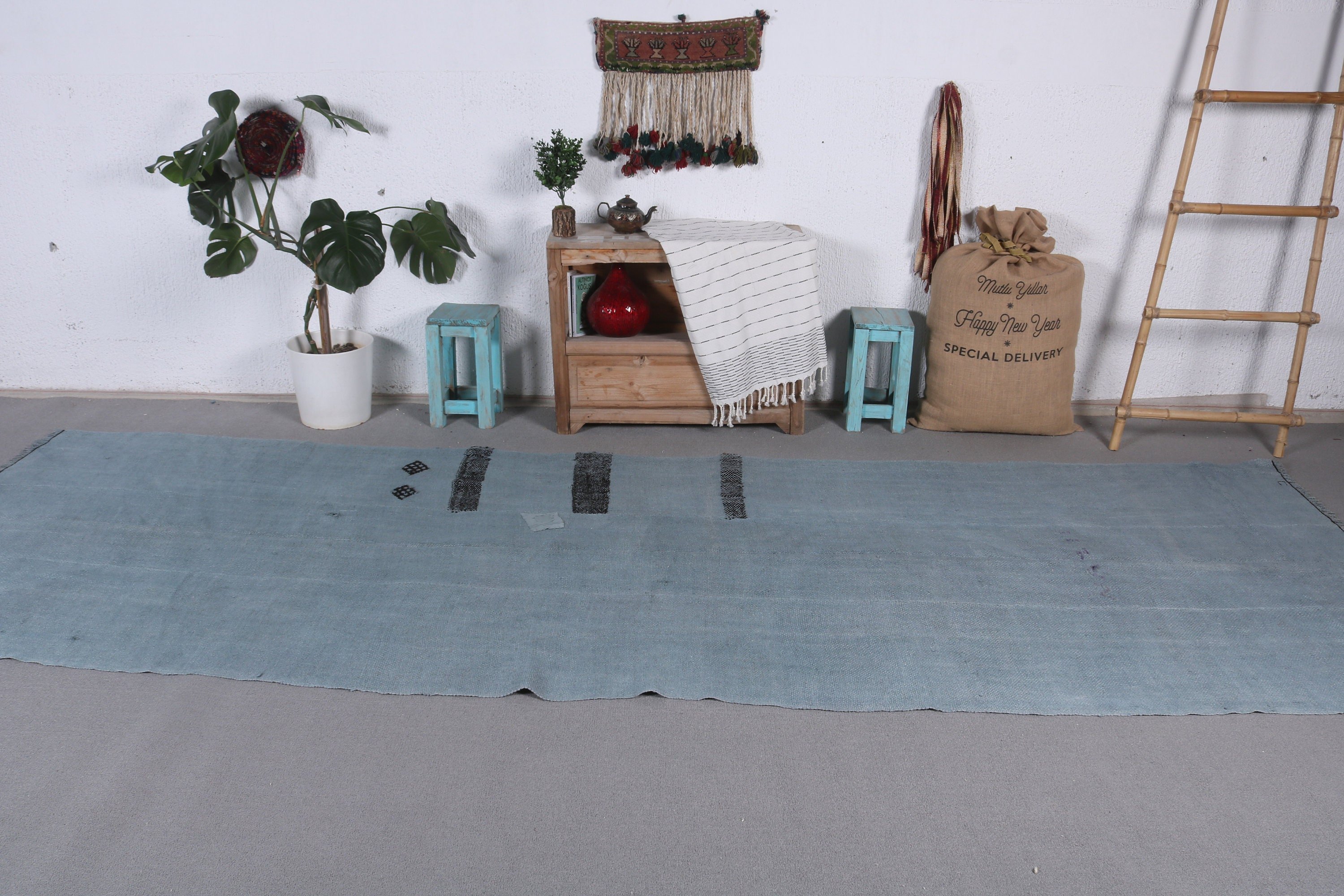Cool Rug, Hallway Rug, Kitchen Rug, Turkish Rugs, Handmade Rug, Rugs for Corridor, 4.1x13 ft Runner Rug, Gray Moroccan Rug, Vintage Rugs
