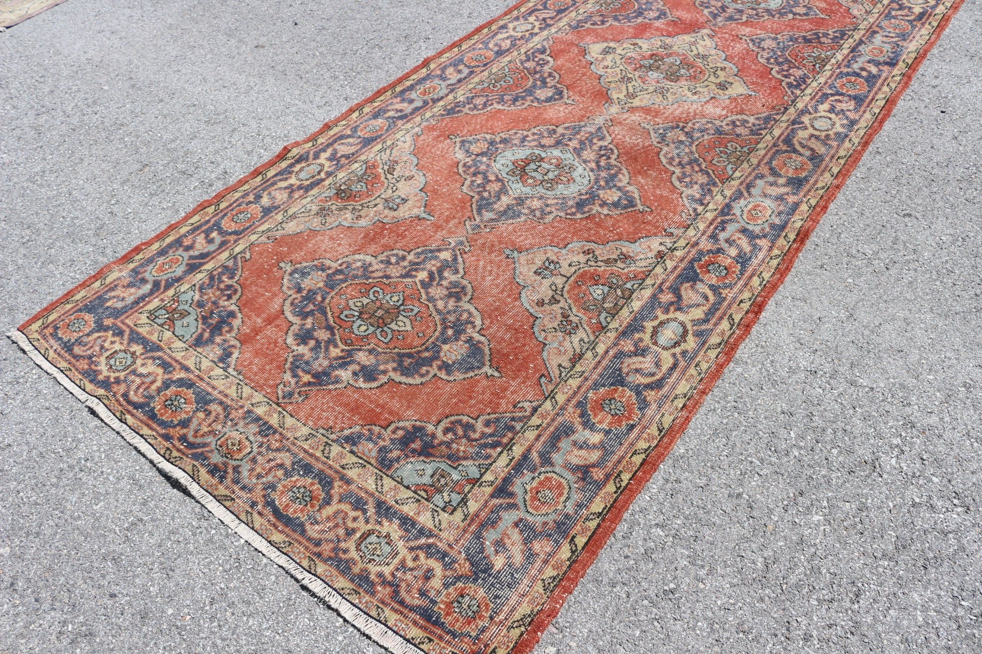 Orange Oriental Rugs, Bedroom Rug, Vintage Rugs, Hallway Rug, Turkish Rugs, Kitchen Rug, 4.7x12.6 ft Runner Rug, Rugs for Stair, Floor Rug