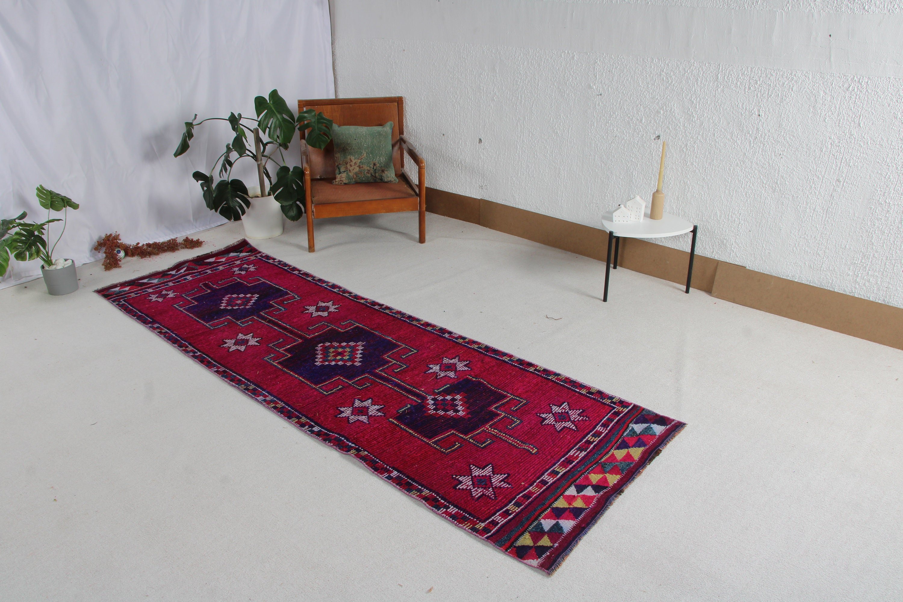 Yer Halıları, Oryantal Halılar, Harika Halılar, Mor Oushak Halı, 3x9,3 ft Runner Halı, Vintage Runner Halılar, Mutfak Halıları, Vintage Halı, Türk Halıları