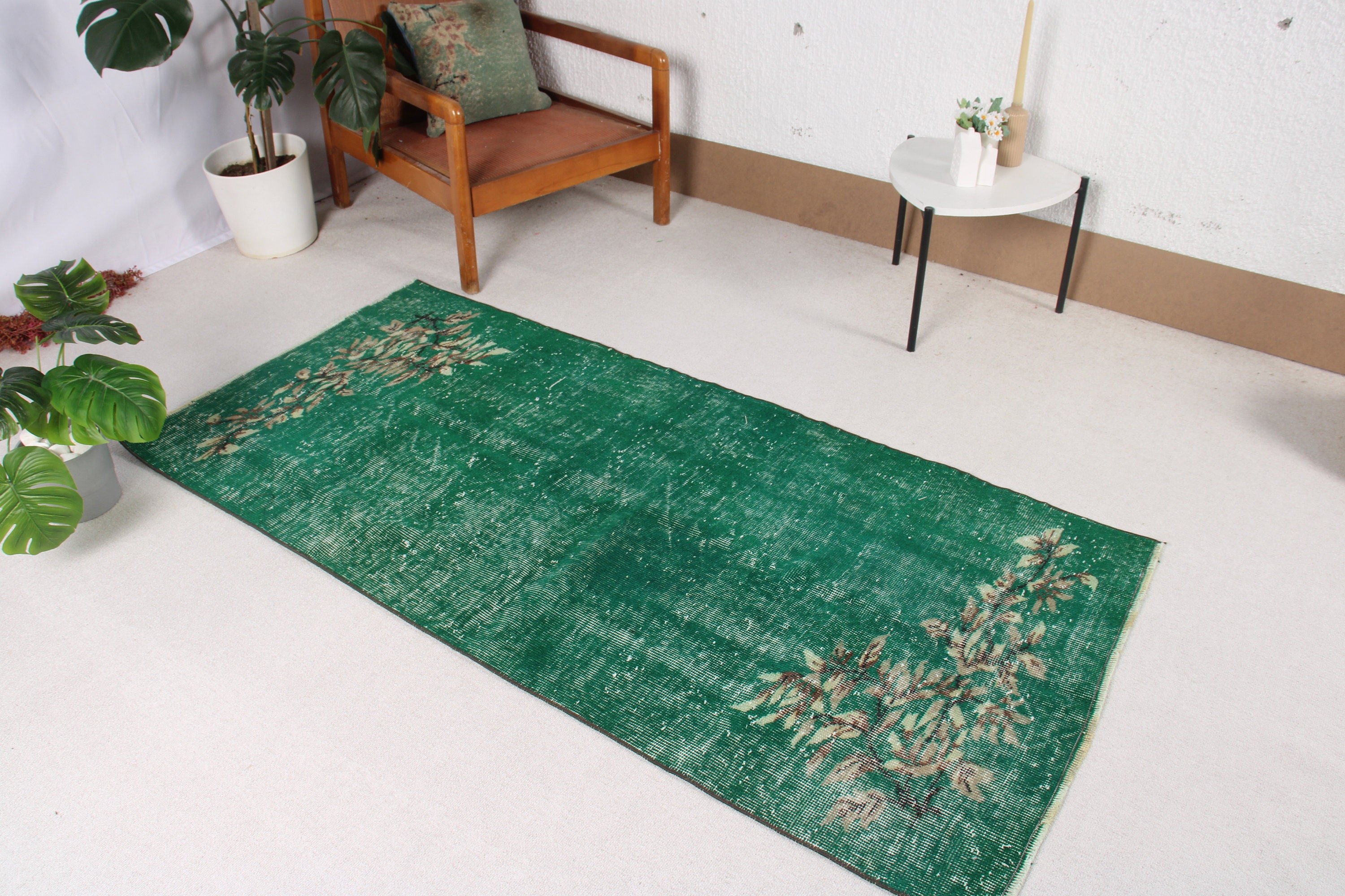 Entry Rug, Home Decor Rugs, 3x6.3 ft Accent Rug, Decorative Rug, Modern Rugs, Vintage Rugs, Turkish Rugs, Green Anatolian Rug, Handmade Rug