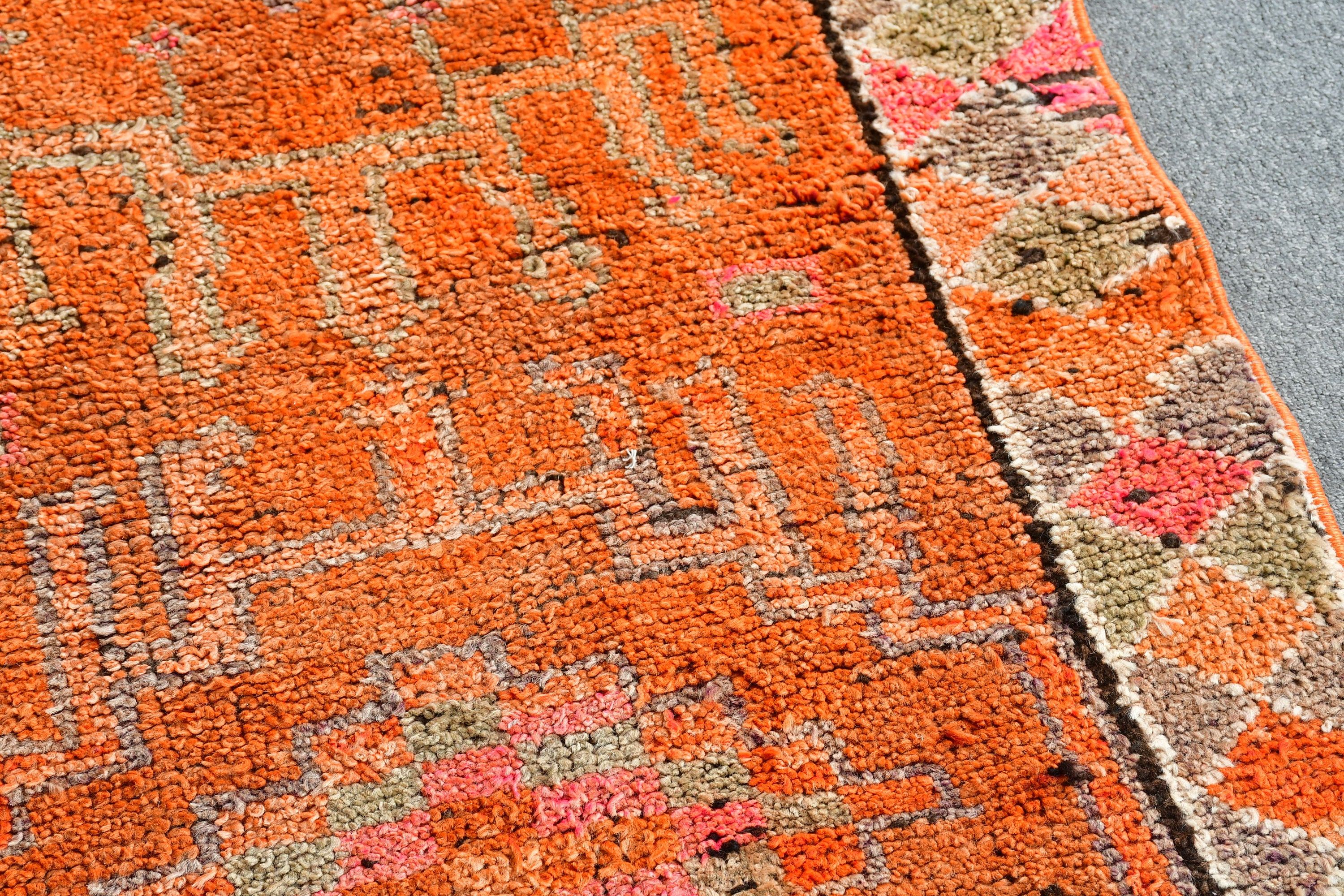 2.6x8.8 ft Runner Rug, Turkish Rug, Bedroom Rug, Oushak Rug, Rugs for Hallway, Orange Oushak Rugs, Vintage Rug, Pale Rugs, Stair Rug