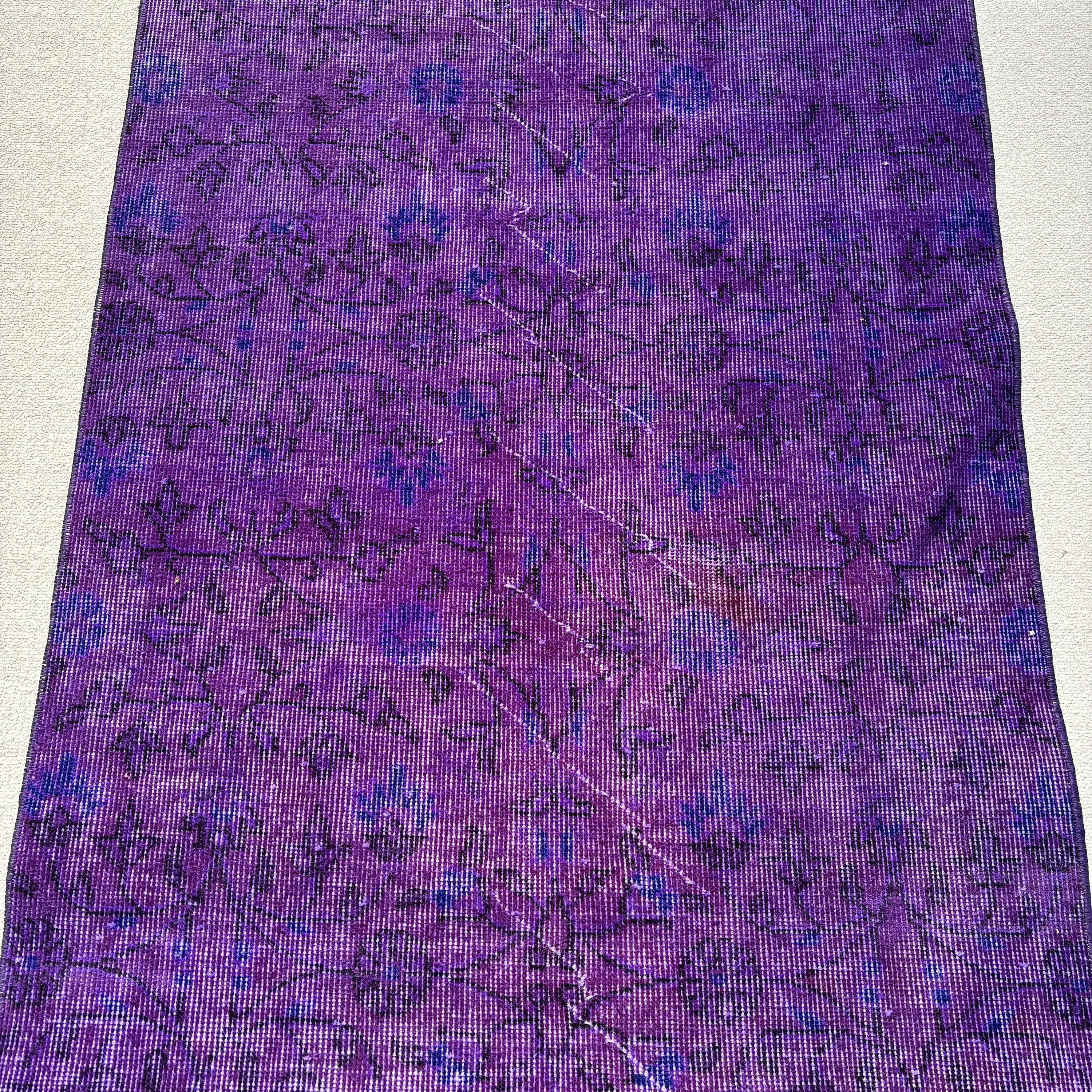 Boho Accent Rugs, 3x5.9 ft Accent Rug, Anatolian Rugs, Vintage Rug, Purple Kitchen Rug, Rugs for Accent, Turkish Rugs