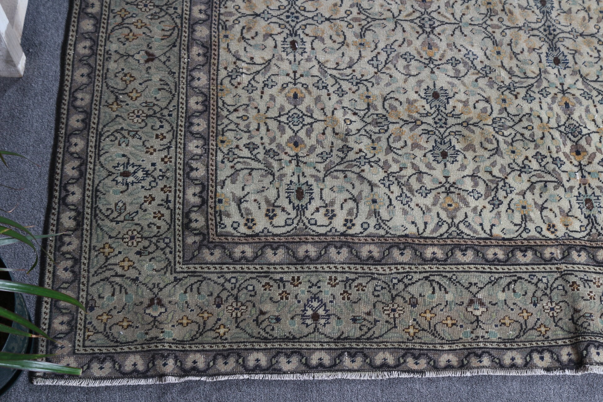 Beige Antique Rug, Vintage Rug, Rugs for Salon, Living Room Rugs, 6.4x8.9 ft Large Rugs, Turkish Rug, Bedroom Rug, Wool Rug