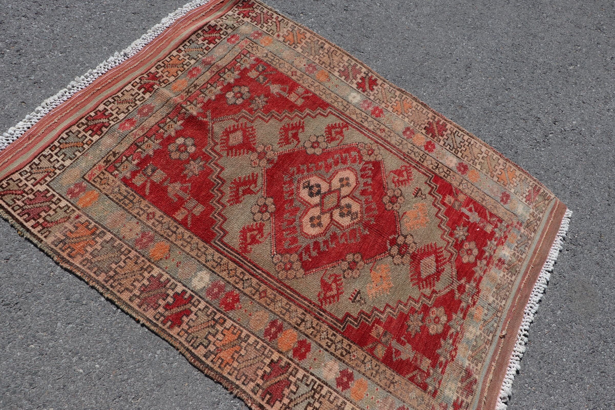 Bedroom Rugs, Red  4.2x5 ft Accent Rug, Vintage Rug, Oriental Rug, Anatolian Rug, Designer Rug, Turkish Rugs, Kitchen Rug