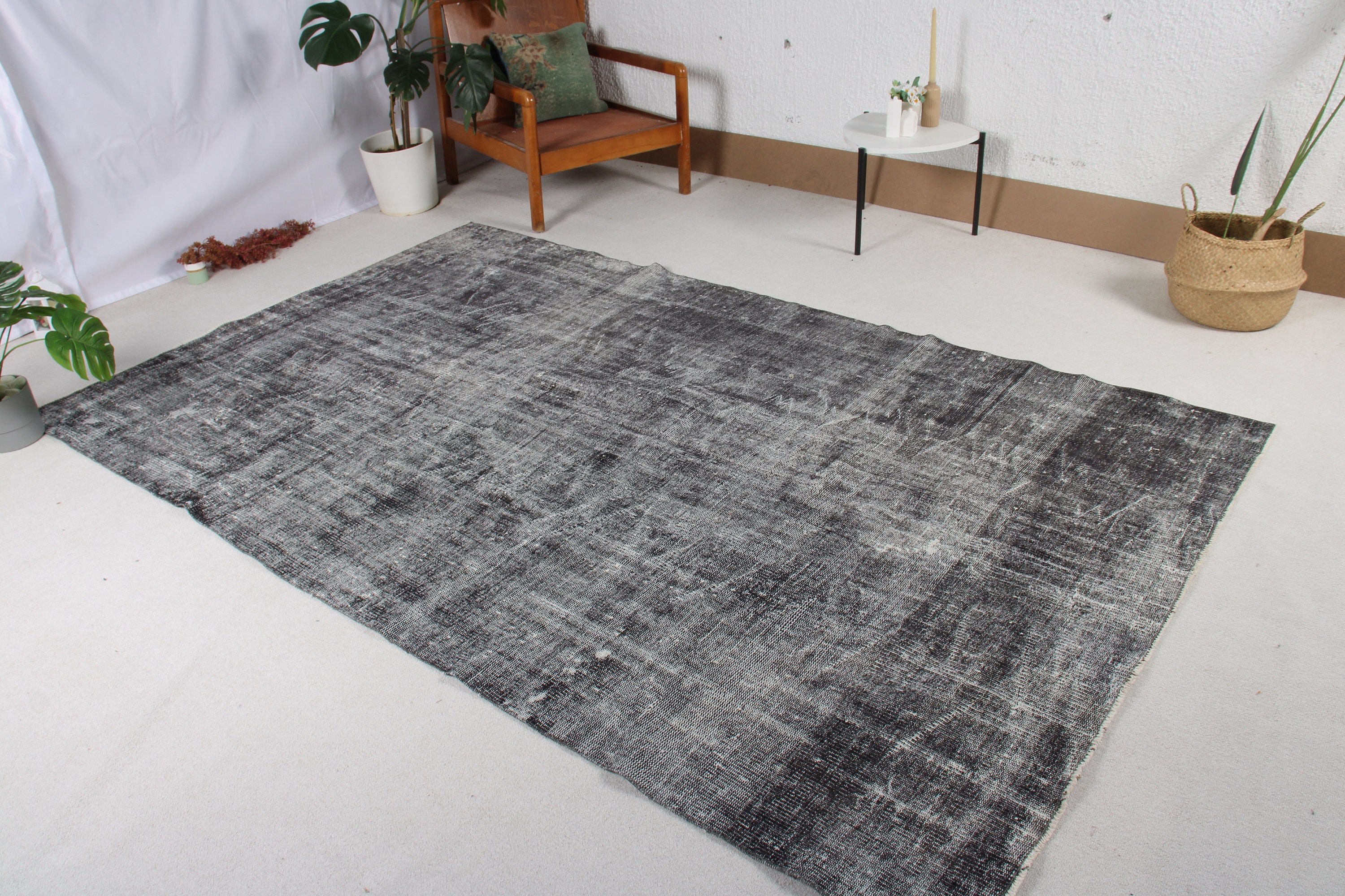 Dining Room Rug, 5.6x9 ft Large Rug, Flatweave Rugs, Turkish Rug, Oriental Rugs, Large Vintage Rugs, Black Home Decor Rug, Vintage Rug