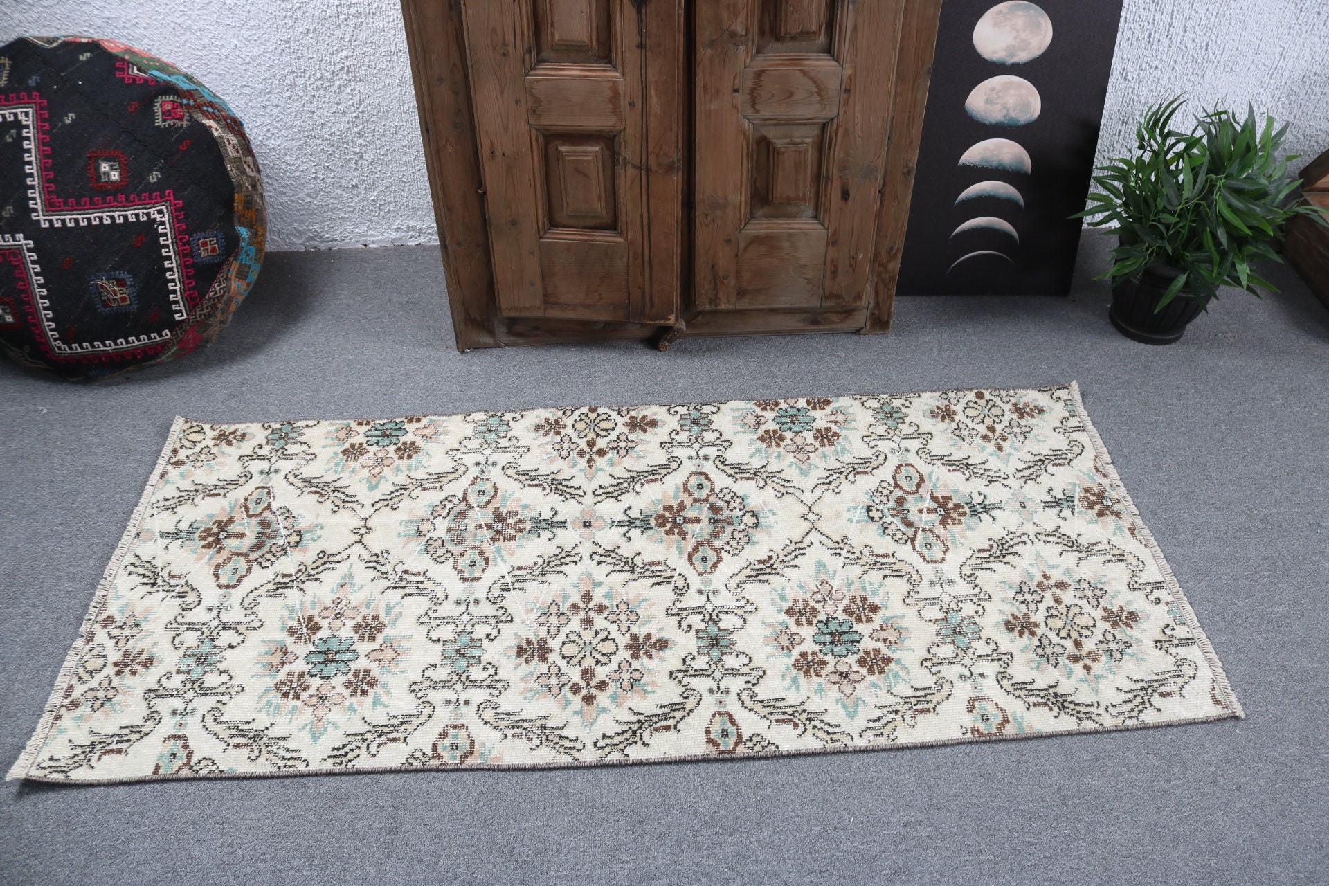 Beige Antique Rugs, 2.4x5.6 ft Small Rug, Small Area Rug, Modern Rugs, Statement Rug, Vintage Rugs, Bath Rugs, Turkish Rug, Handmade Rugs