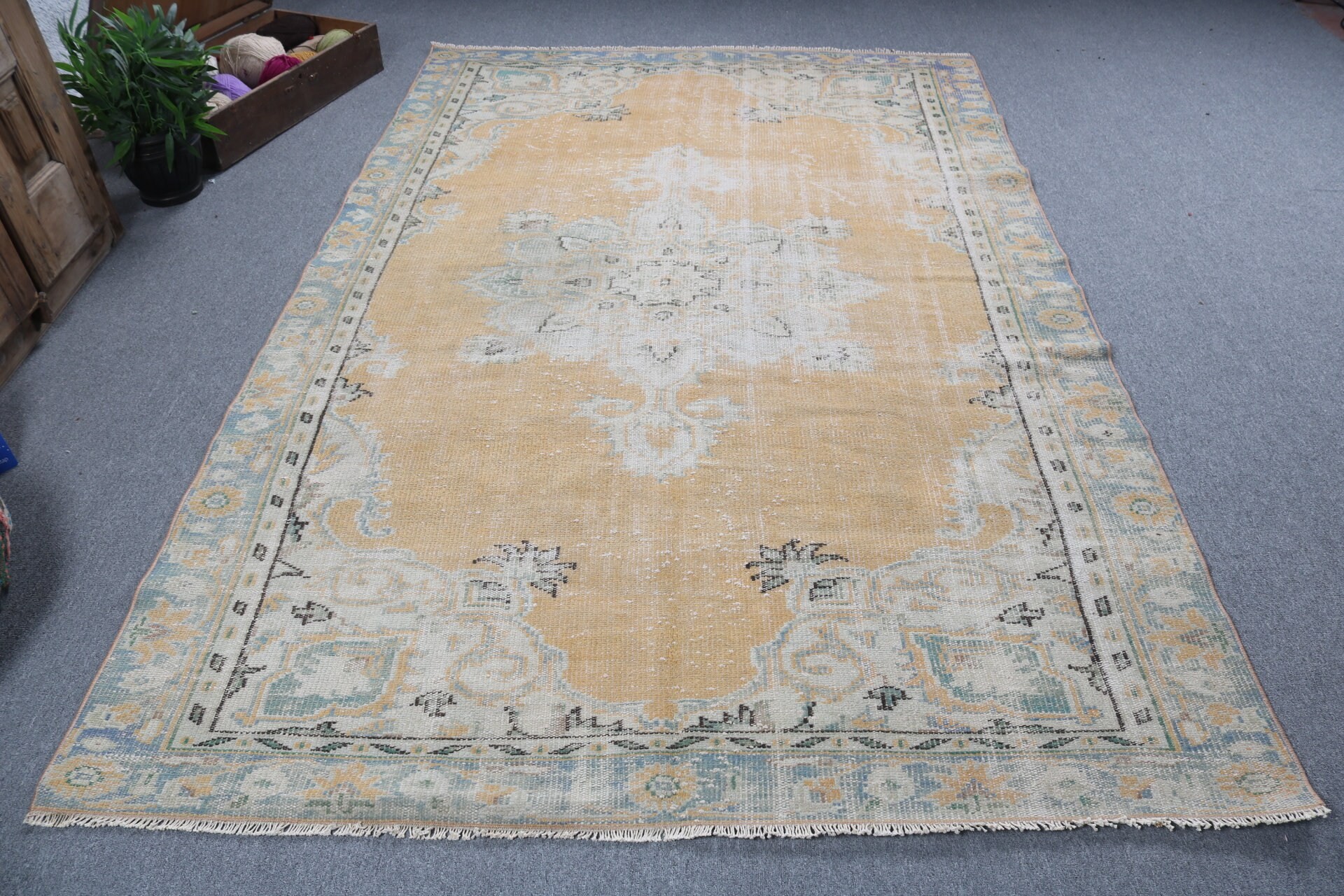 Boho Halıları, Sarı Yatak Odası Halıları, 5.8x8.7 ft Büyük Halılar, Fas Halısı, Büyük Oushak Halıları, Salon Halıları, Yatak Odası Halıları, Vintage Halılar, Türk Halısı