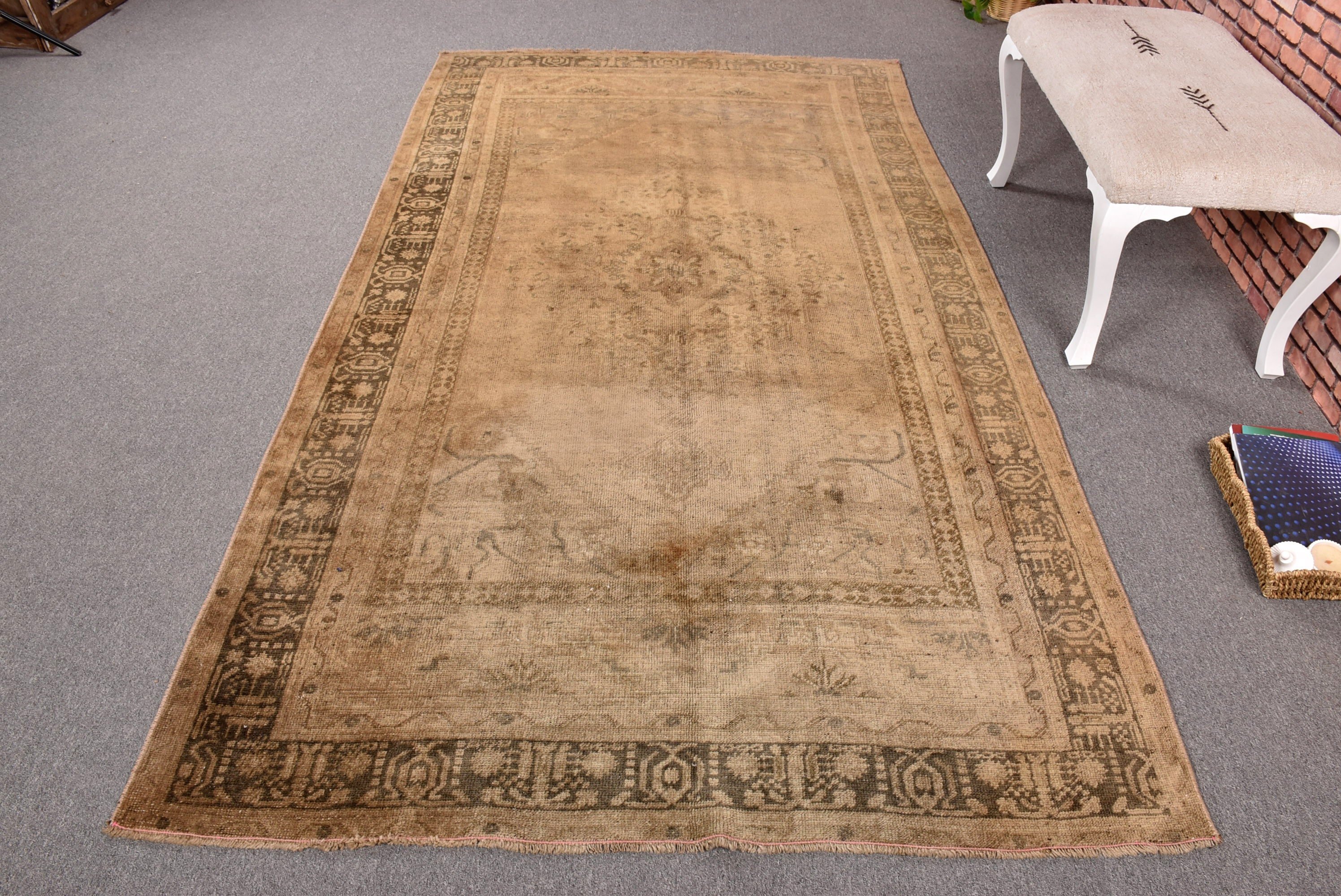 Mutfak Halısı, Kahverengi Oryantal Halı, 4,9x9,1 ft Büyük Halılar, Büyük Vintage Halılar, Vintage Halı, Büyük Boho Halıları, Yün Halı, Türk Halıları