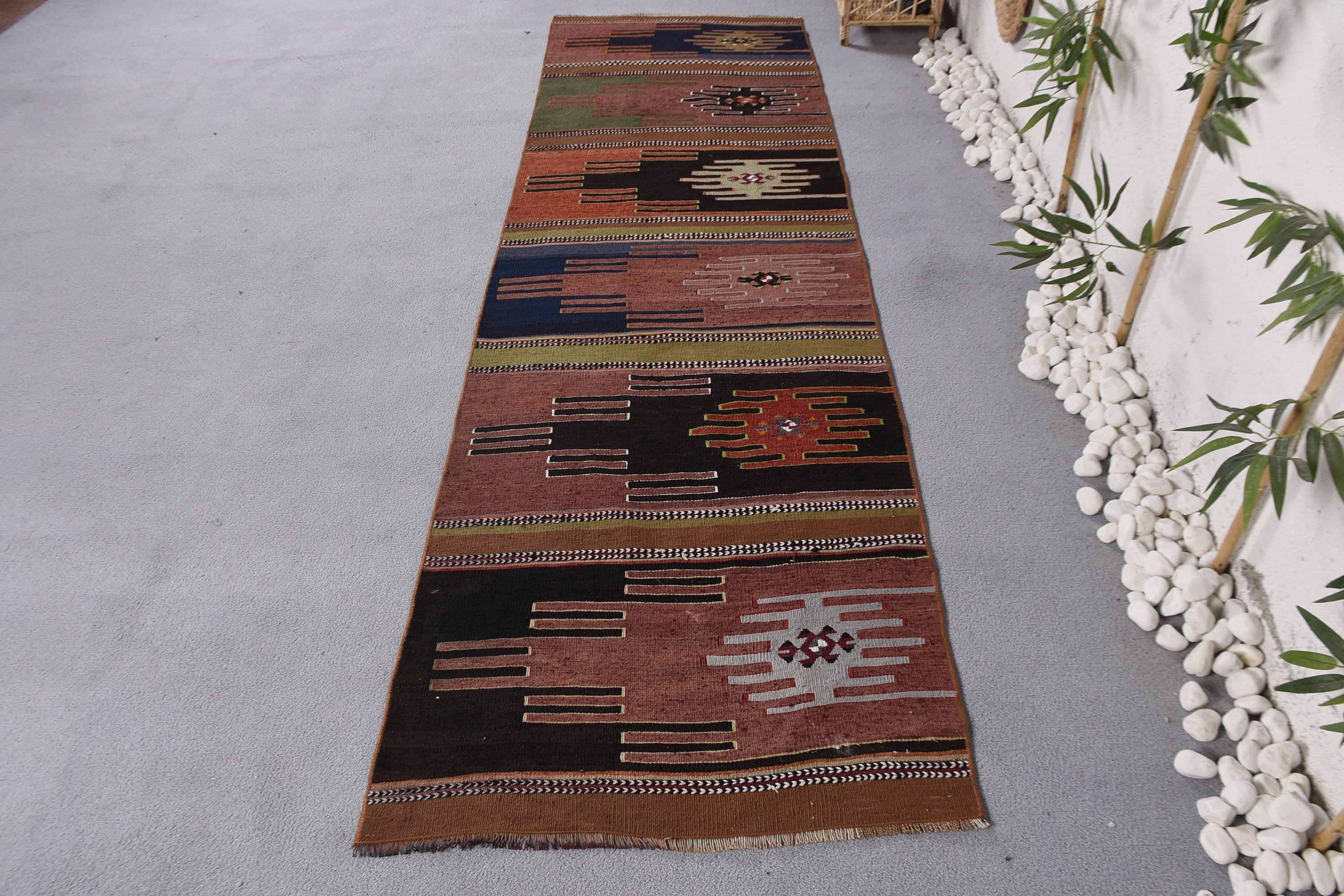 Stair Rugs, 2.6x9 ft Runner Rugs, Oriental Rug, Anatolian Rugs, Vintage Runner Rug, Turkish Rug, Tribal Rug, Black Floor Rugs, Vintage Rugs