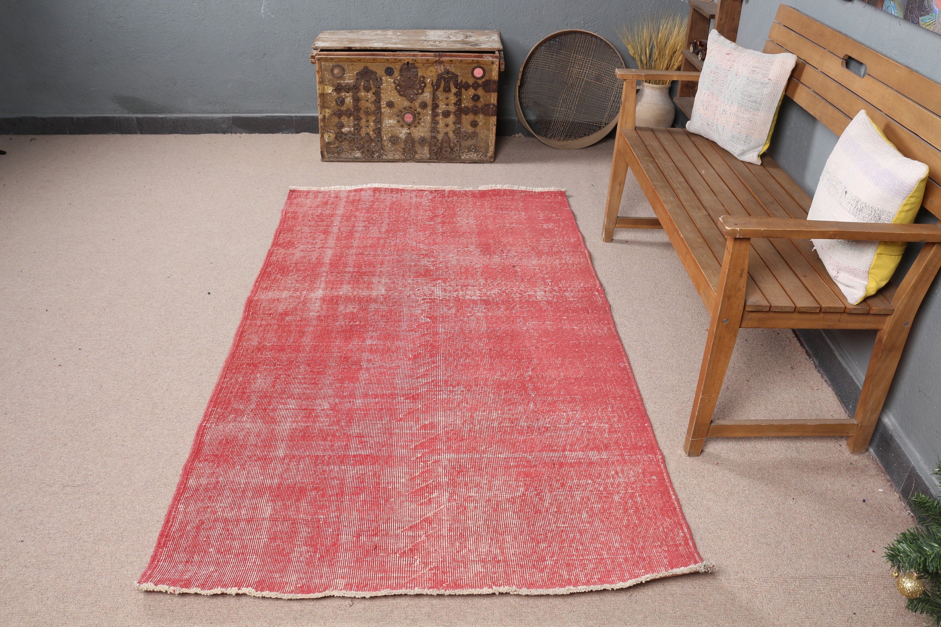 3.8x6.8 ft Area Rug, Bedroom Rug, Vintage Rug, Rugs for Living Room, Turkish Rug, Floor Rug, Oushak Rugs, Red Antique Rug, Kitchen Rug