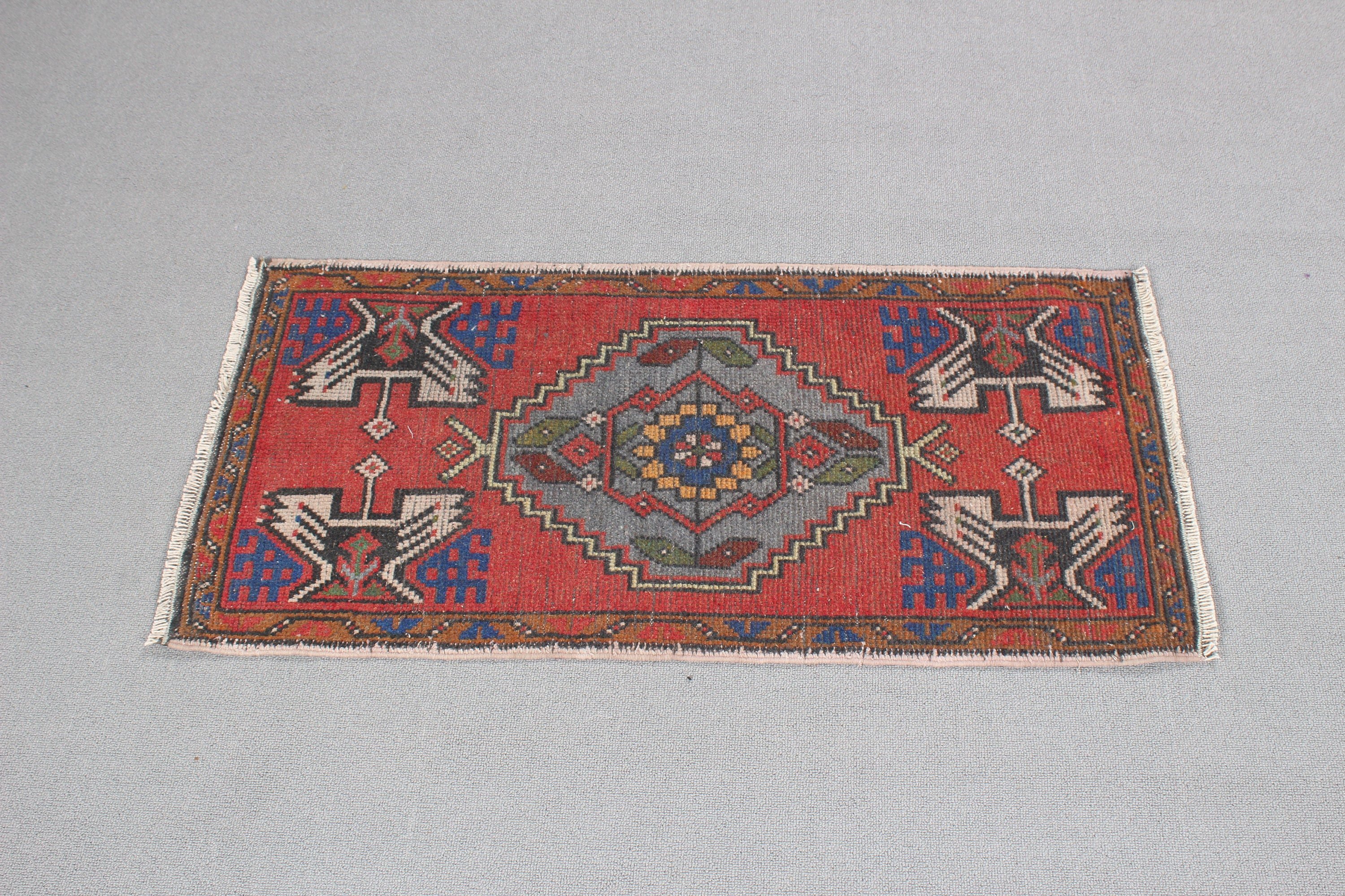 Kırmızı Mutfak Halısı, Duvara Asılı Halı, 1.6x3.3 ft Küçük Halılar, Banyo Halısı, Yatak Odası Halısı, Vintage Halı, Ev Dekor Halısı, Türk Halısı, El Yapımı Halı