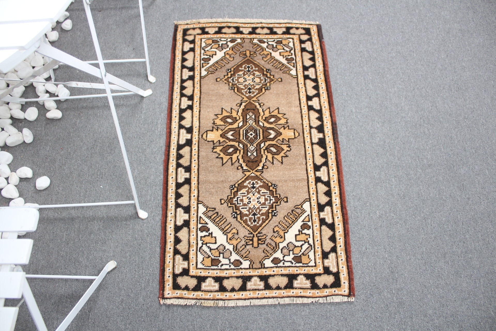 1.8x3.3 ft Küçük Halı, Oushak Halıları, Banyo Halısı, Vintage Halı, Türk Halısı, Parlak Halı, Yatak Odası Halıları, Kahverengi Anadolu Halıları, Anadolu Halıları