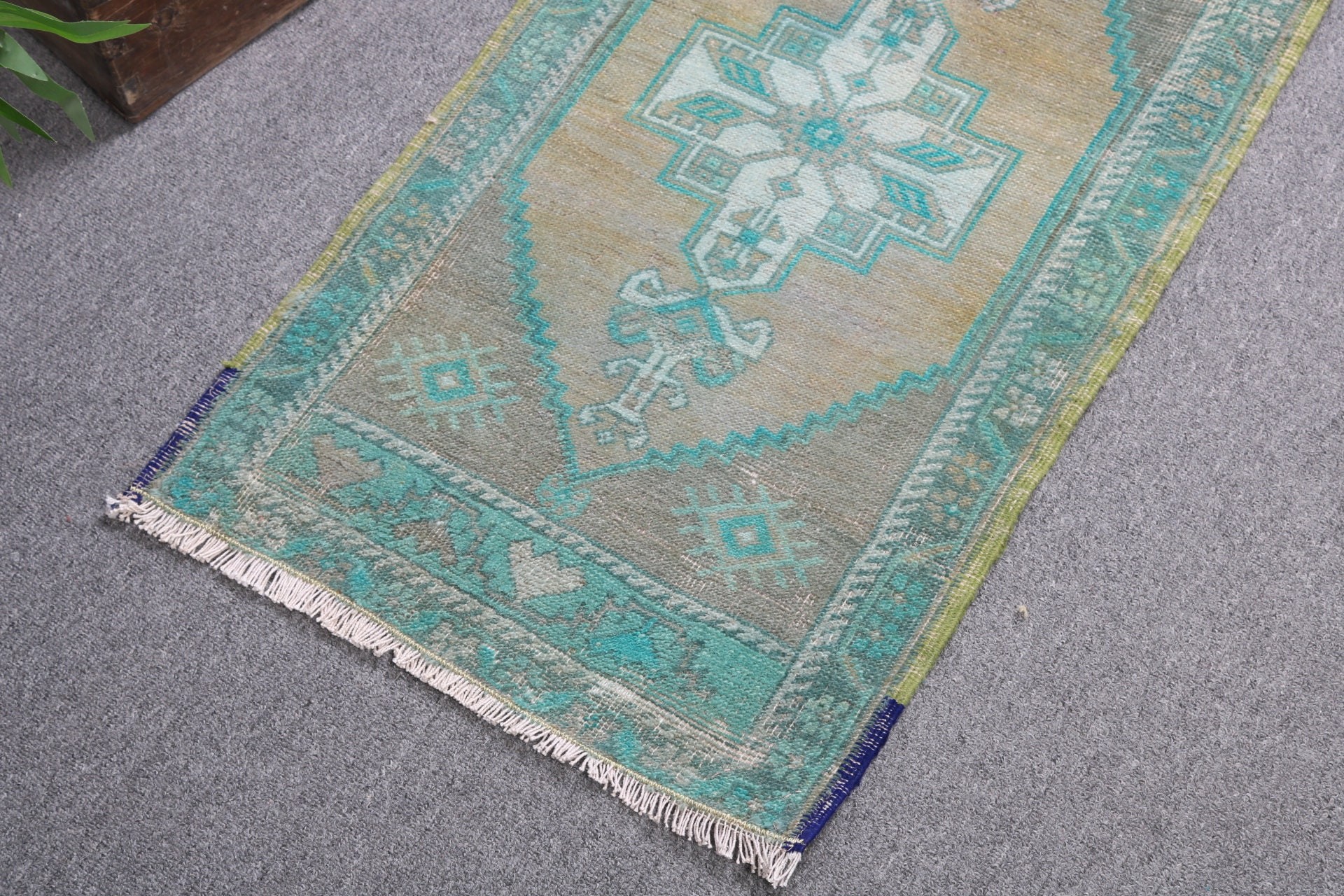 Yeşil Antika Halılar, Boho Halılar, Modern Halı, Geleneksel Halılar, 1,6x3 ft Küçük Halı, Araba Paspas Halıları, Küçük Vintage Halı, Vintage Halılar, Türk Halısı