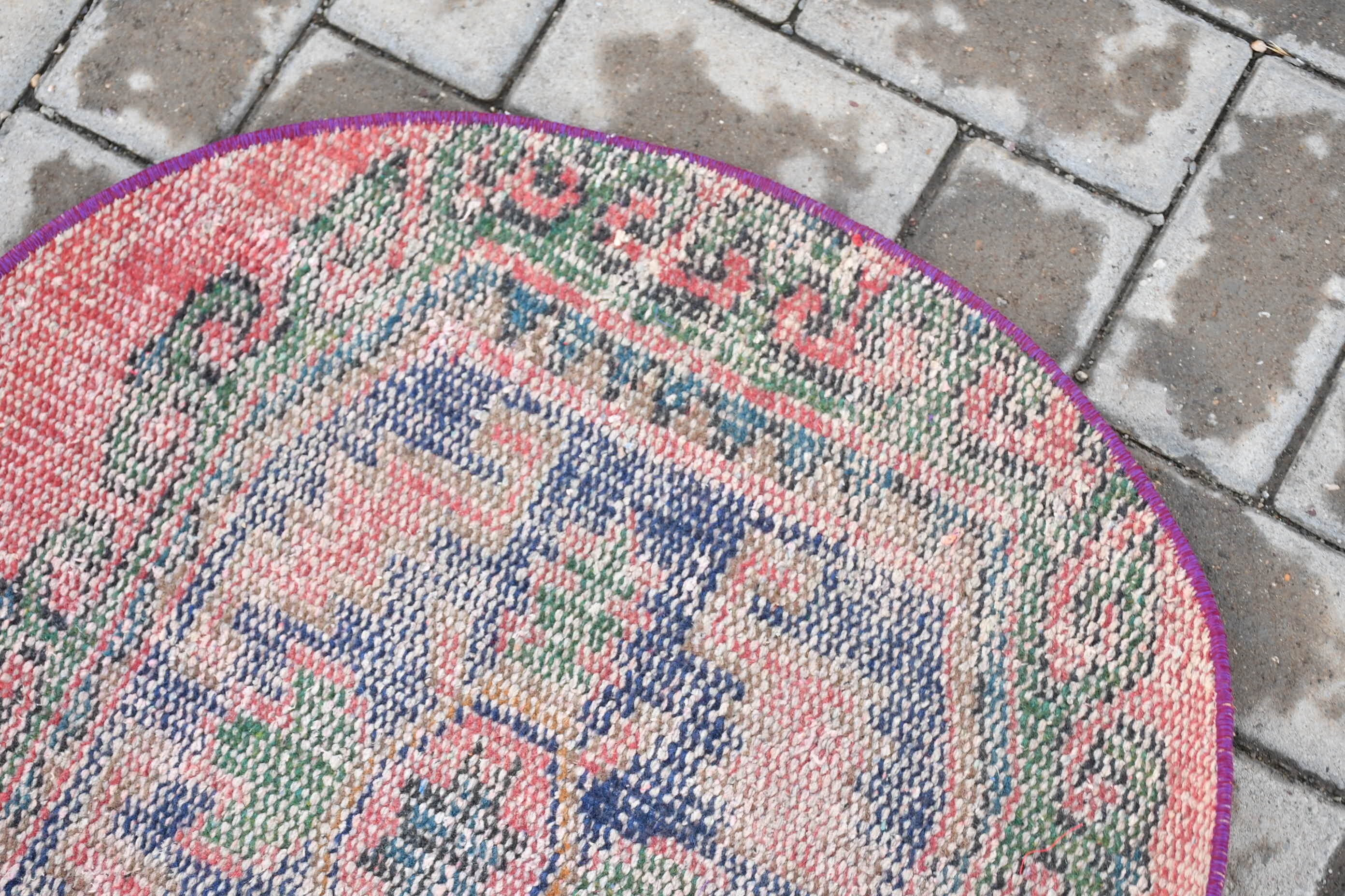 Red Floor Rugs, Rugs for Bath, Vintage Rug, Turkish Rug, Kitchen Rug, Door Mat Rug, 2.2x2.3 ft Small Rugs, Wall Hanging Rug, Oushak Rug