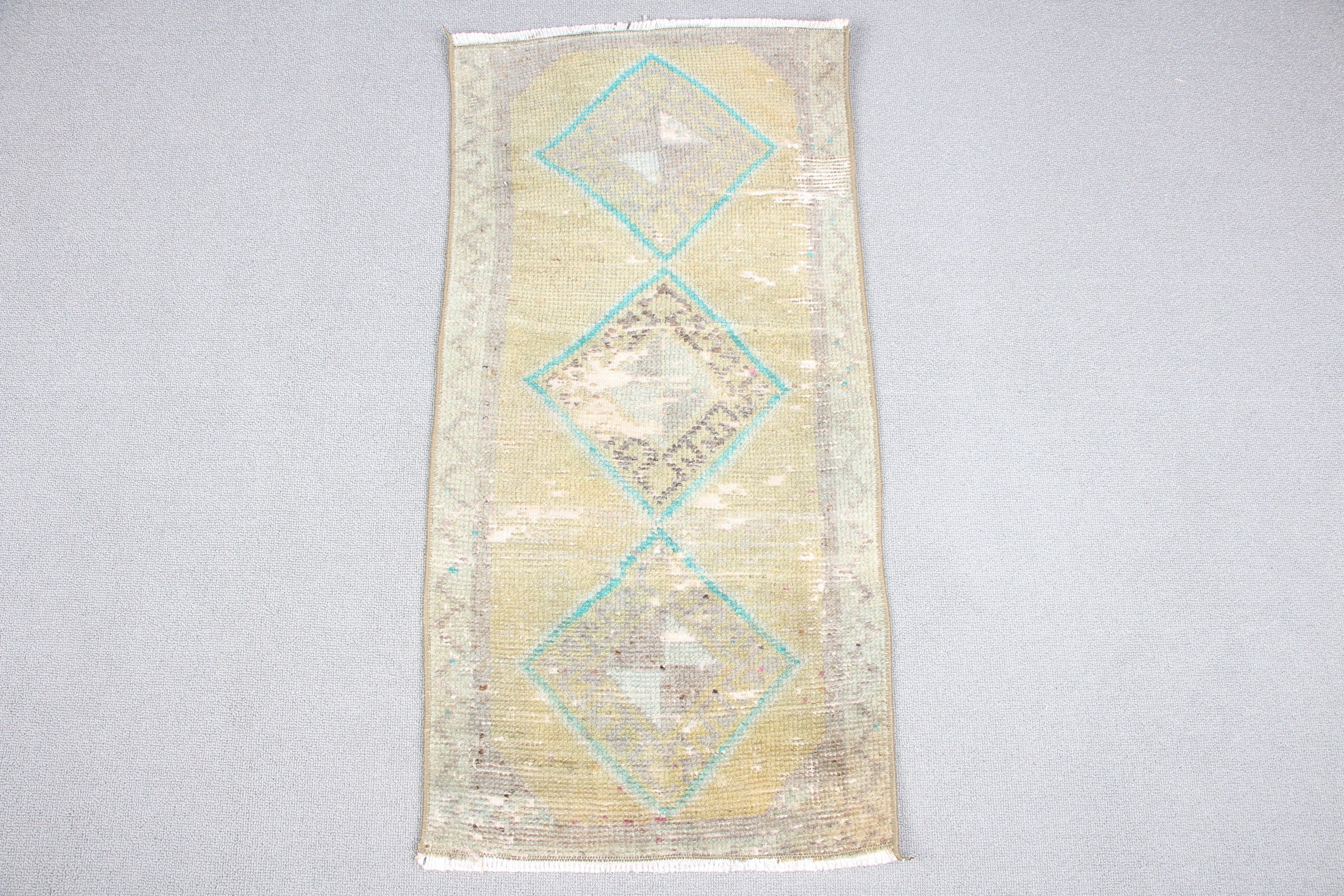 Eklektik Halı, Yeşil Ev Dekorasyonu Halısı, 1.4x3 ft Küçük Halı, Fas Halıları, Vintage Halı, Türk Halısı, Araba Paspas Halısı, Duvara Asılı Halı, Yer Halısı