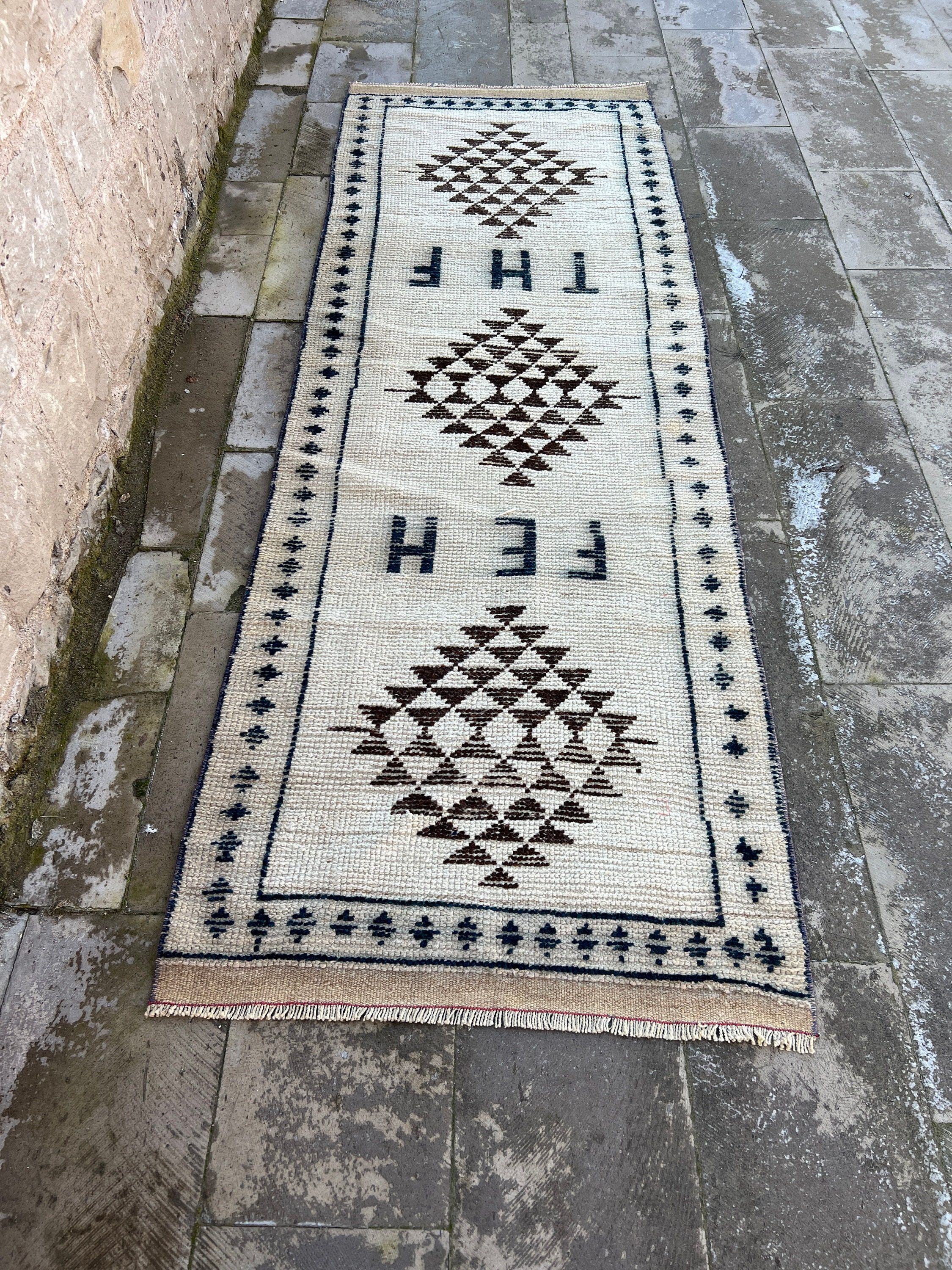 Vintage Halılar, Ev Dekorasyonu Halısı, Eski Halı, Yatak Odası Halıları, Koridor Halıları, 3x9 ft Yolluk Halıları, Türk Halıları, Koridor Halısı, Bej Oushak Halıları