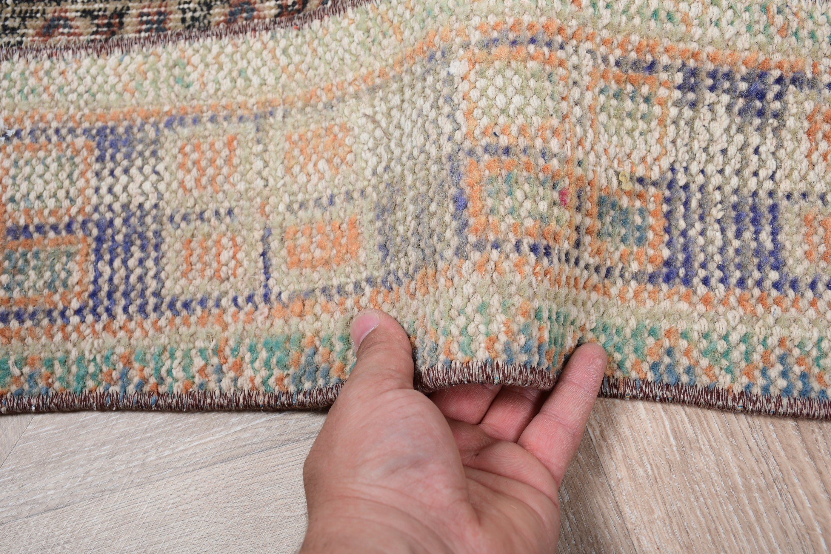 Kitchen Rug, Bright Rug, Turkish Rug, 1.8x4 ft Small Rug, Entry Rug, Beige Anatolian Rugs, Rugs for Door Mat, Vintage Rug, Anatolian Rugs