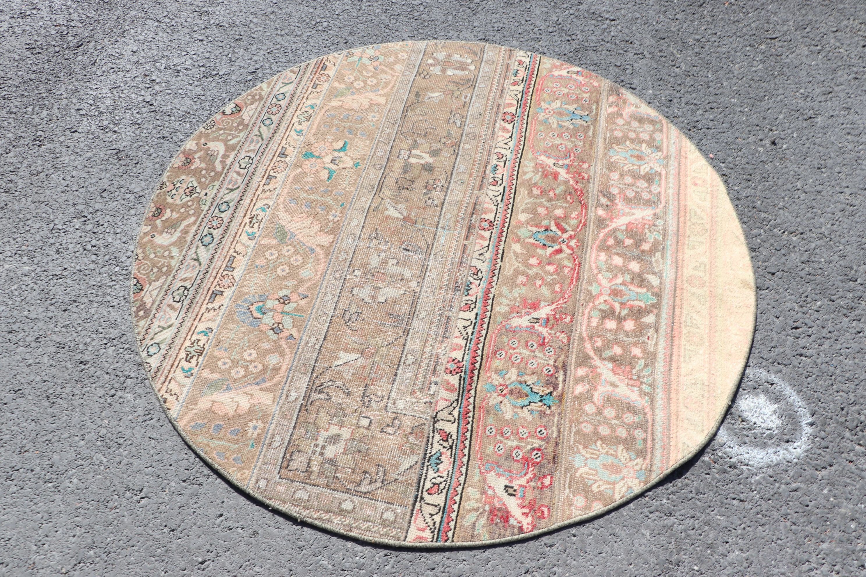 Vintage Halılar, Yatak Odası Halıları, Çocuk Halıları, Bej Yatak Odası Halıları, Yer Halısı, El Yapımı Halı, 4.6x4.6 ft Accent Halı, Türk Halısı