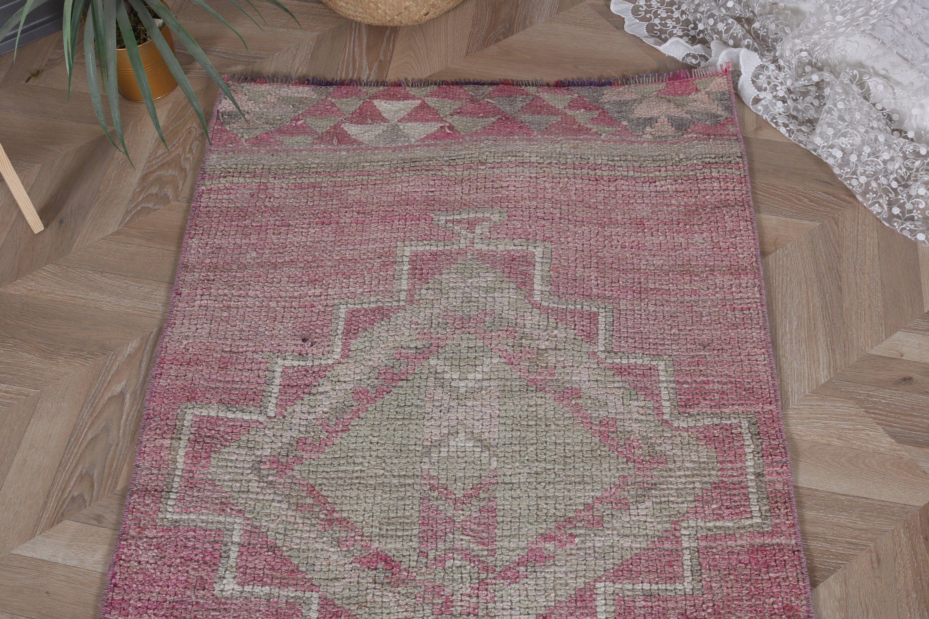 Turkish Rugs, Bedroom Rugs, 2.6x10.9 ft Runner Rugs, Vintage Rugs, Stair Rugs, Pink Kitchen Rug, Anatolian Rug, Corridor Rug, Modern Rug