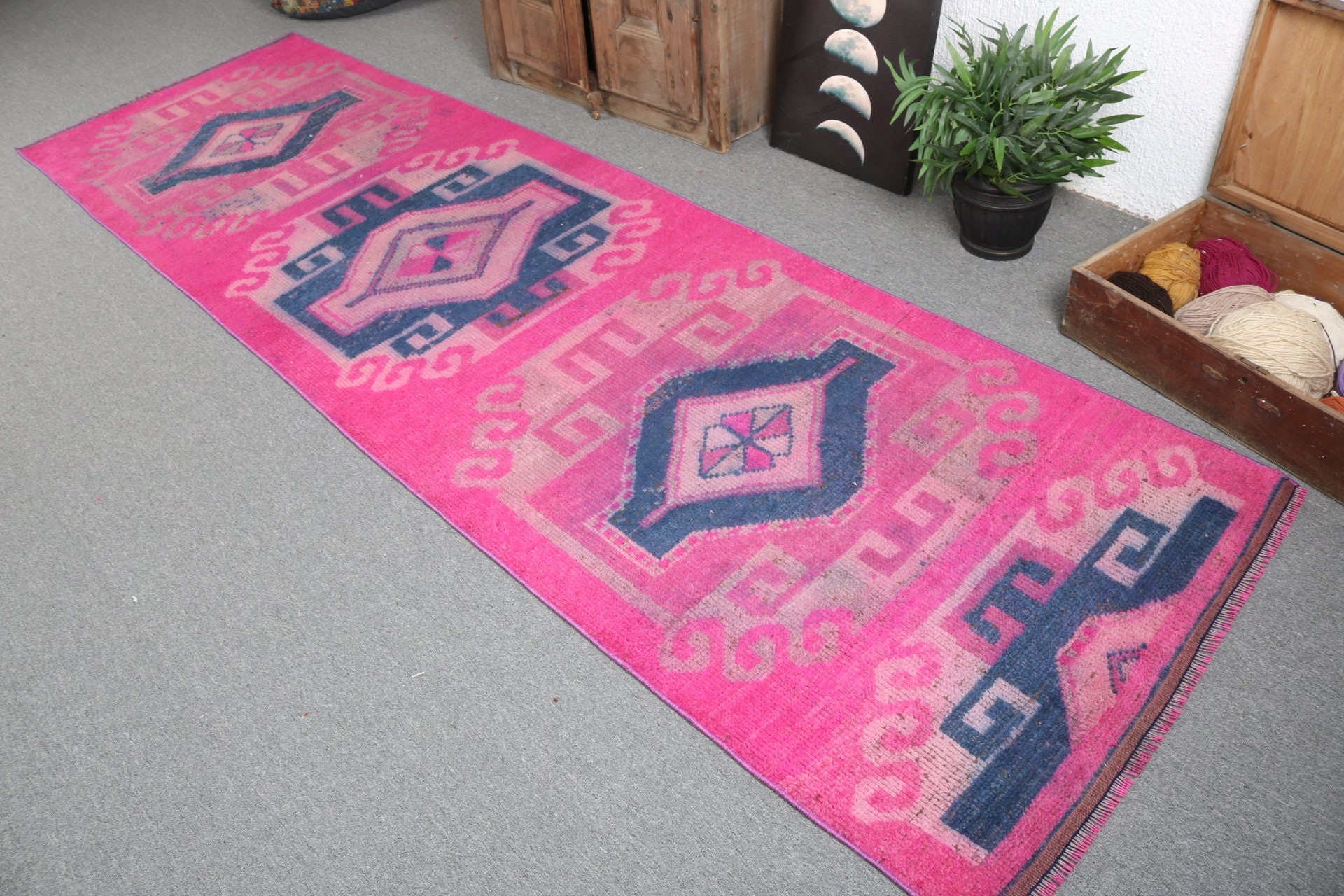 Beni Ourain Runner Rug, Pink Neutral Rugs, Turkish Rug, Kitchen Rugs, Boho Rugs, 3.1x10.7 ft Runner Rugs, Corridor Rugs, Vintage Rug