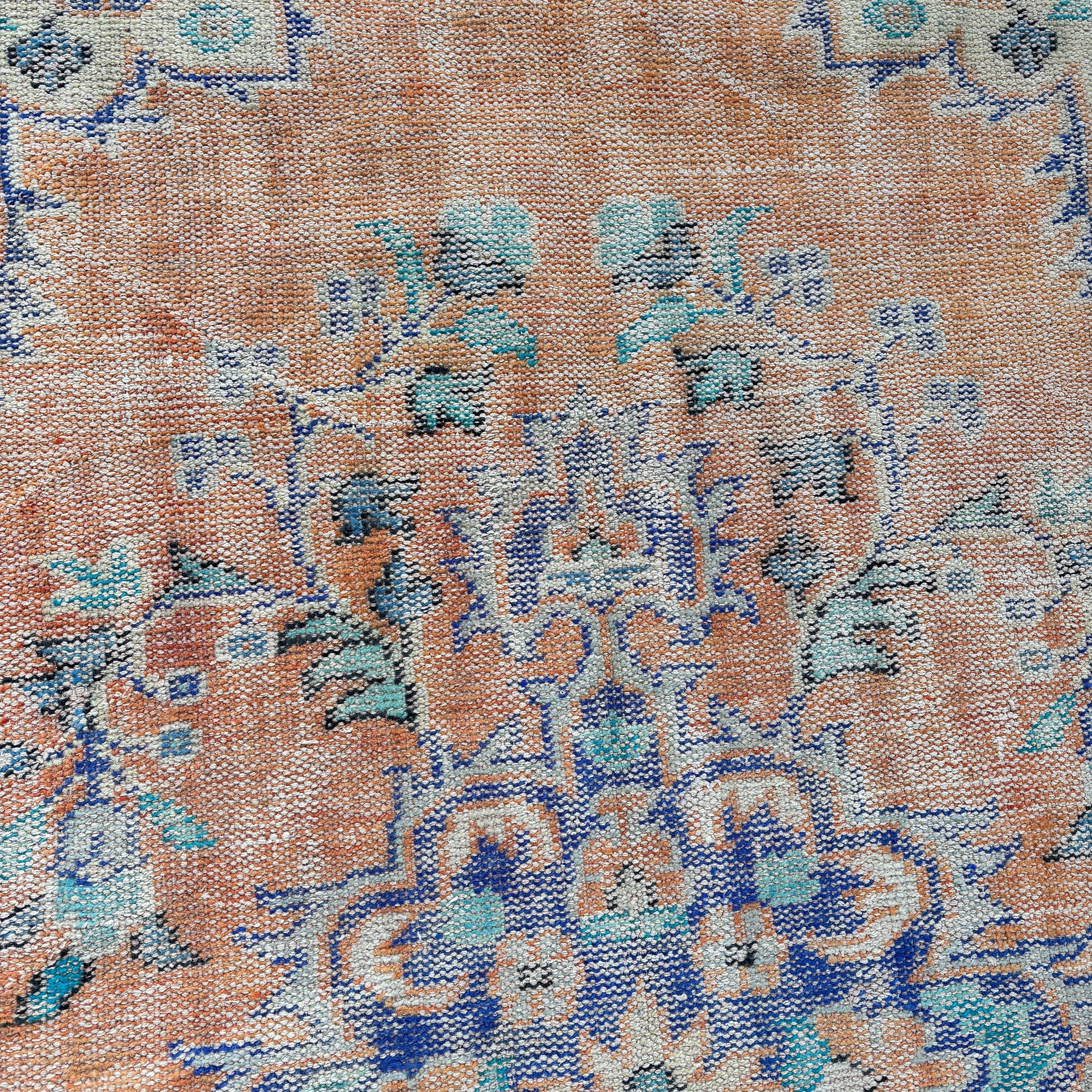 Turkish Rug, Floor Rugs, Nursery Rug, 3.7x6.6 ft Area Rug, Vintage Rugs, Kitchen Rug, Orange Wool Rug, Rugs for Area