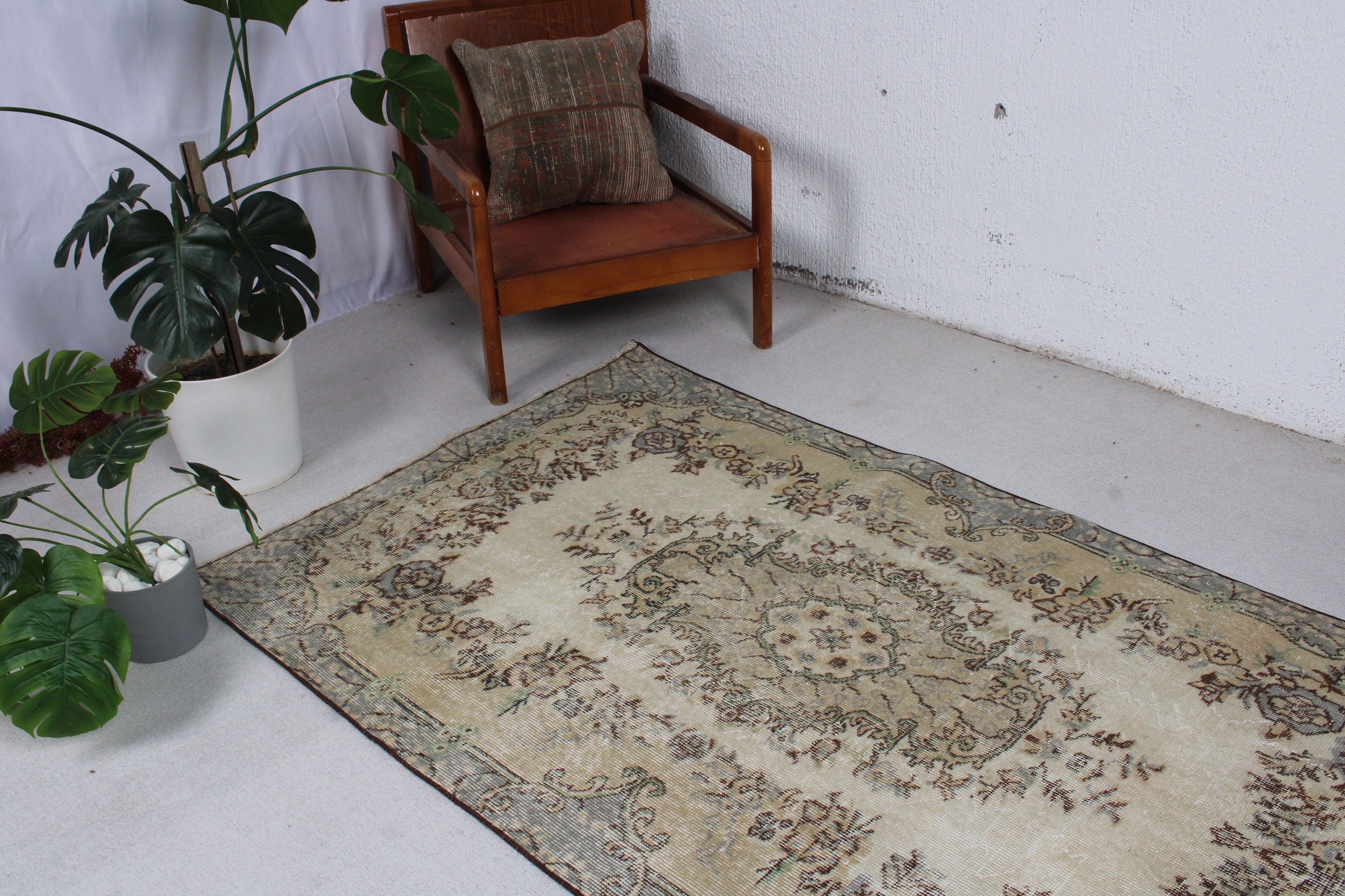 3,9x6,5 ft Alan Halısı, Çocuk Halıları, Aztek Halıları, Nötr Halı, Vintage Halı, Açıklama Halısı, Boho Bölge Halıları, Gri Anadolu Halıları, Türk Halısı