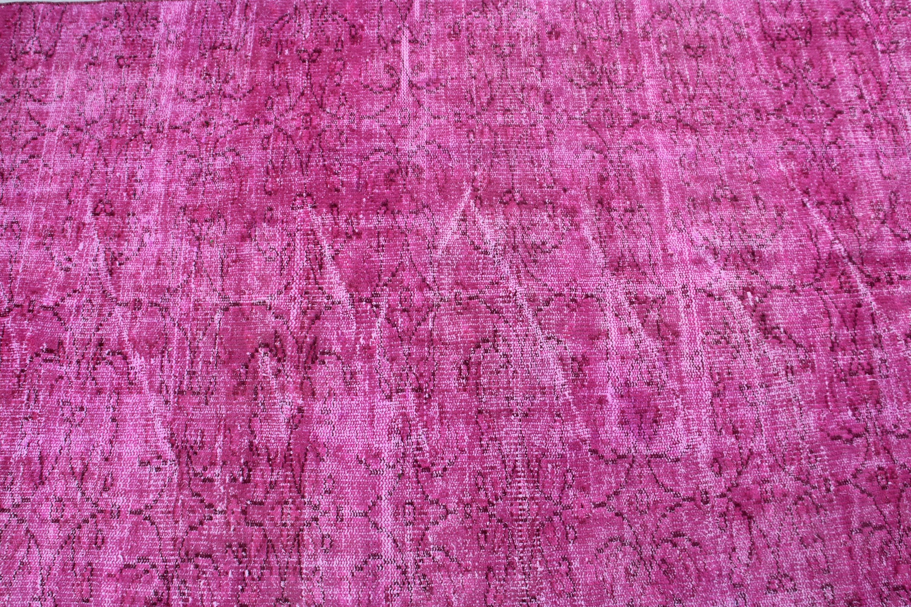 Handwoven Rugs, Pink Modern Rugs, Turkish Rug, Vintage Rugs, 3.8x8.1 ft Area Rug, Oushak Area Rug, Cool Rug, Statement Rugs, Bedroom Rugs